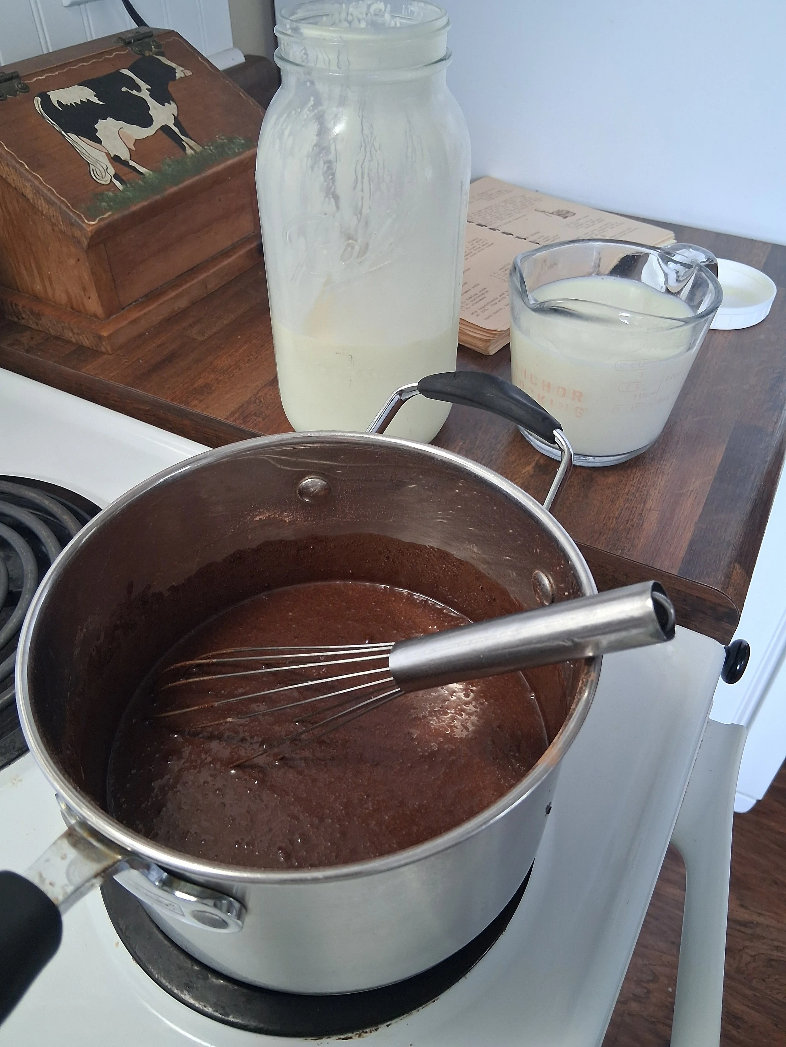 Creamy Chocolate Pudding This little cookbook is one of my treasured finds that I came across at an auction several years ago. It holds a collection of many wonderful recipes contributed by farm wives and other local ladies from our coun