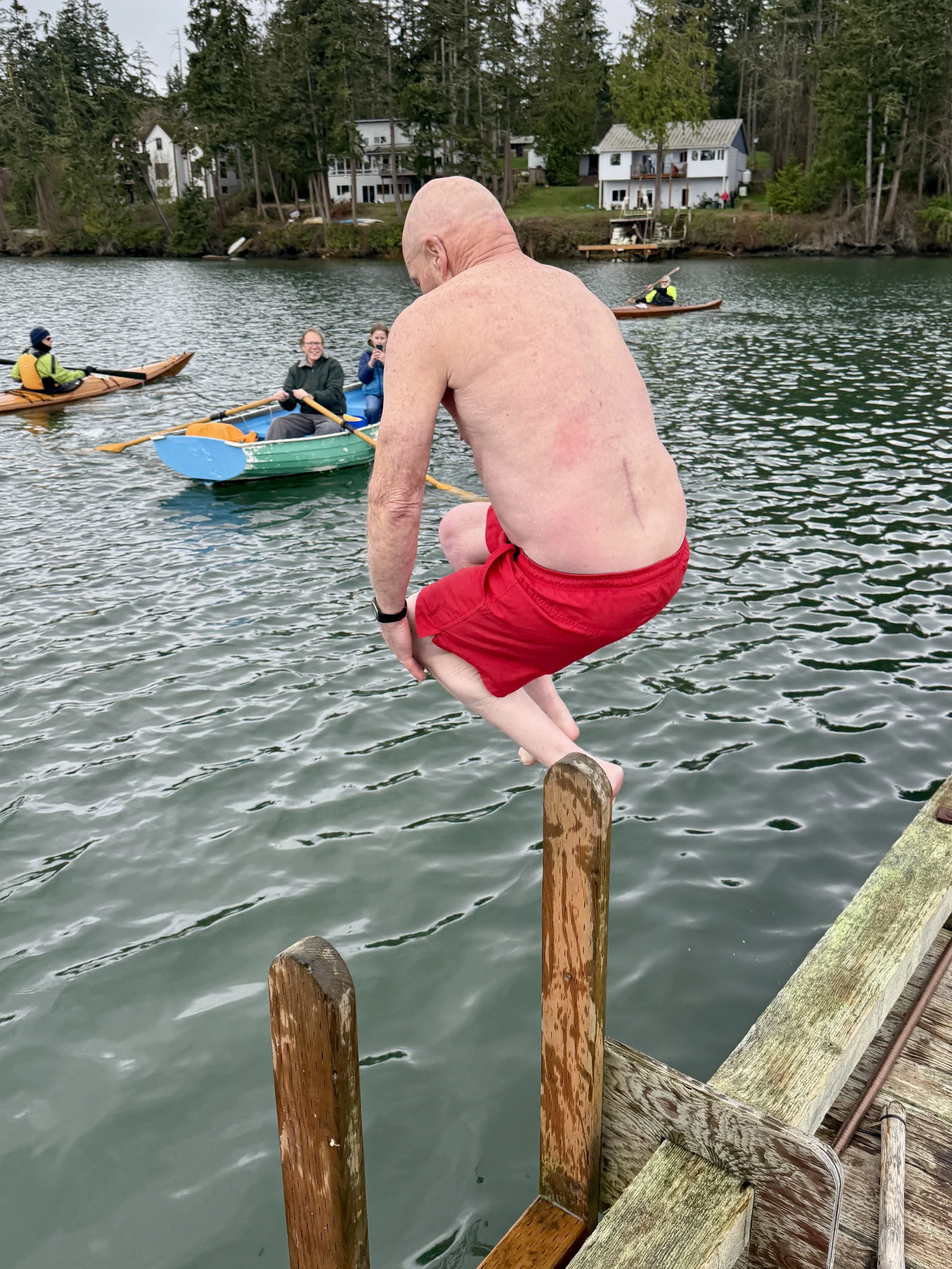 Dr. Claus has jumped for all but one of the past 30 Polar Dips. Impressive cannonball!