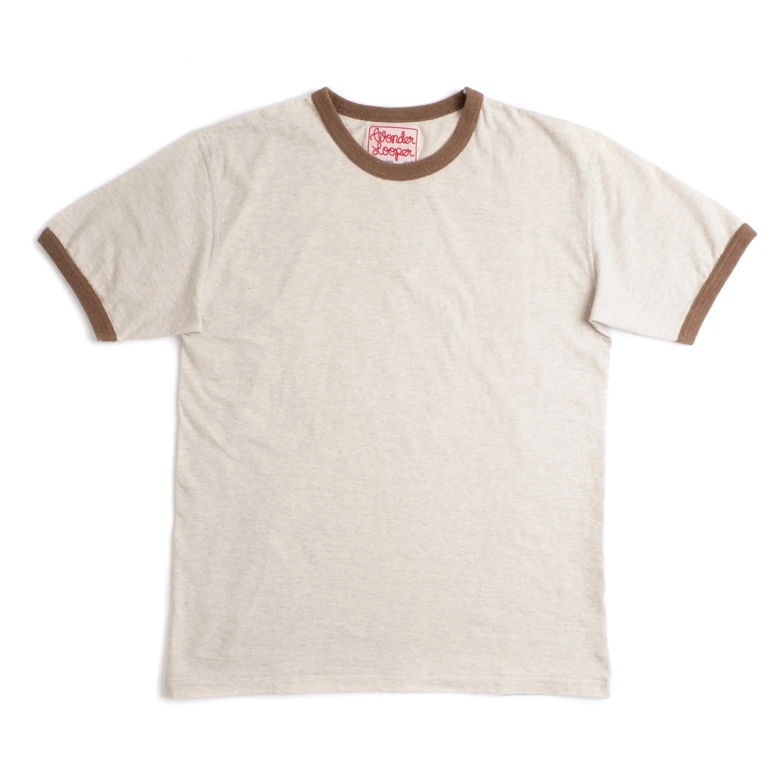 Wonder Looper 185GSM Ringer T-Shirt - Recycled Cotton Foxfibre® - Stone