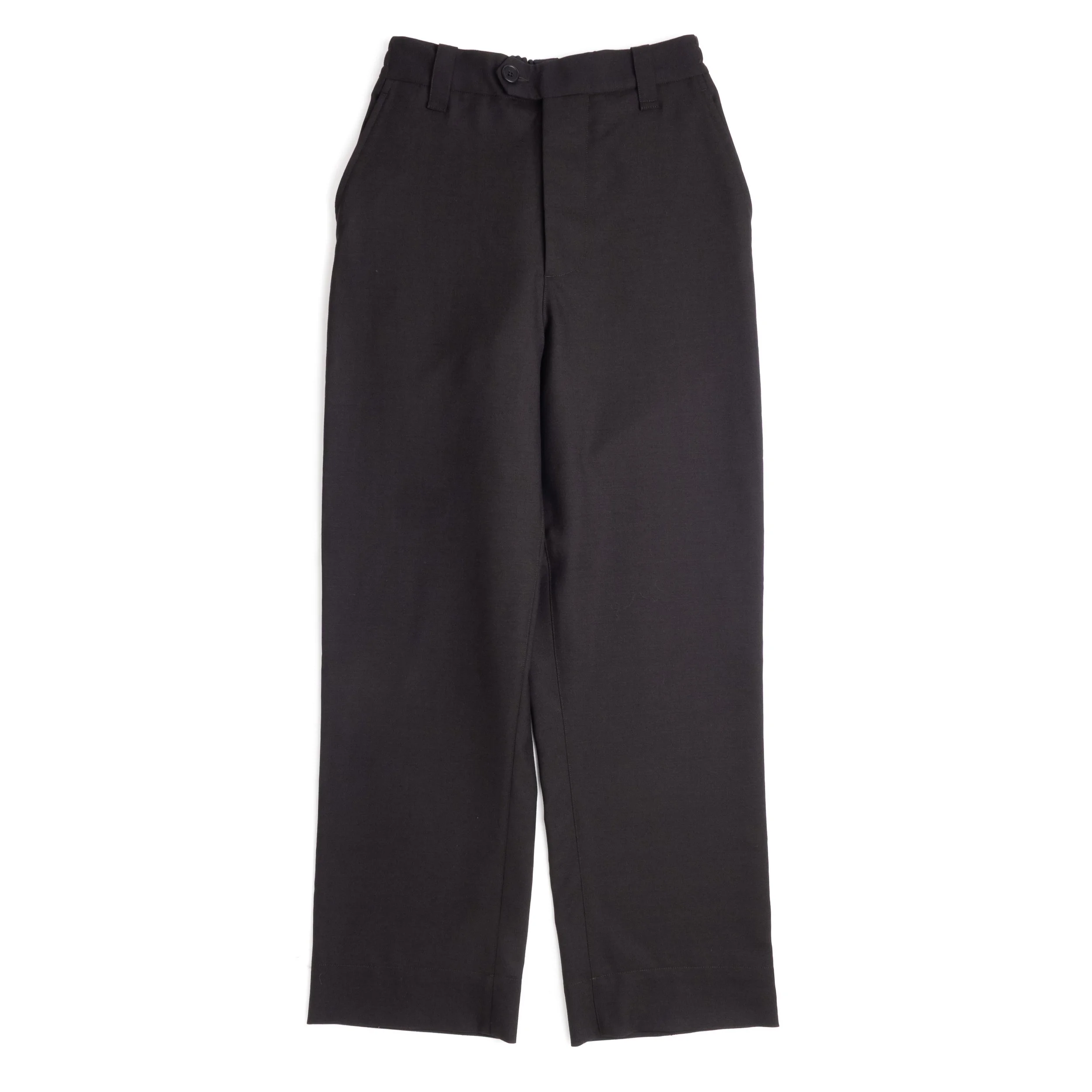 Margaret Howell Relaxed Trousers - Yarn Dyed Wool Plainweave - Ebony
