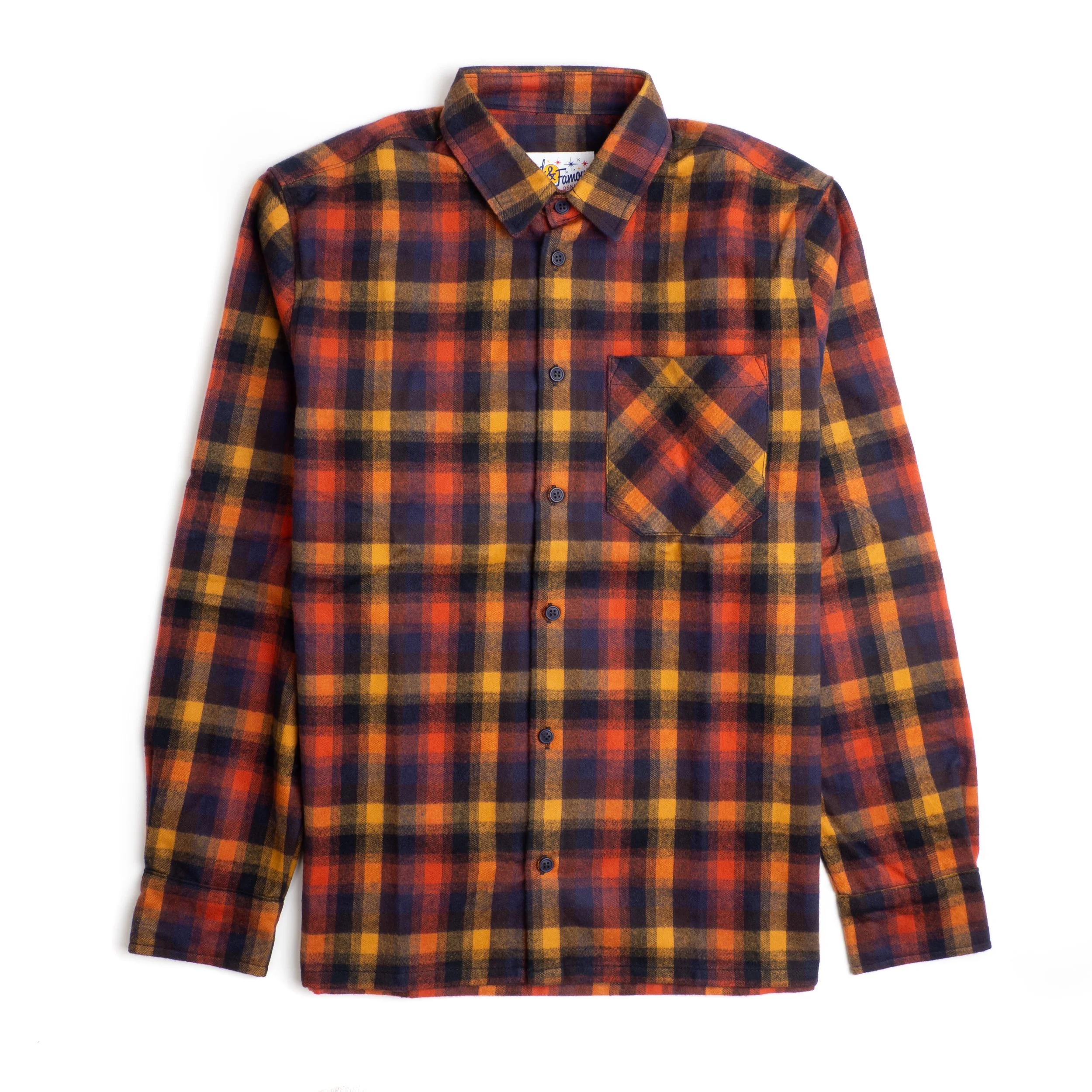 Naked & Famous Denim True Shirt - Shaggy Flannel - Red/Amber/Navy