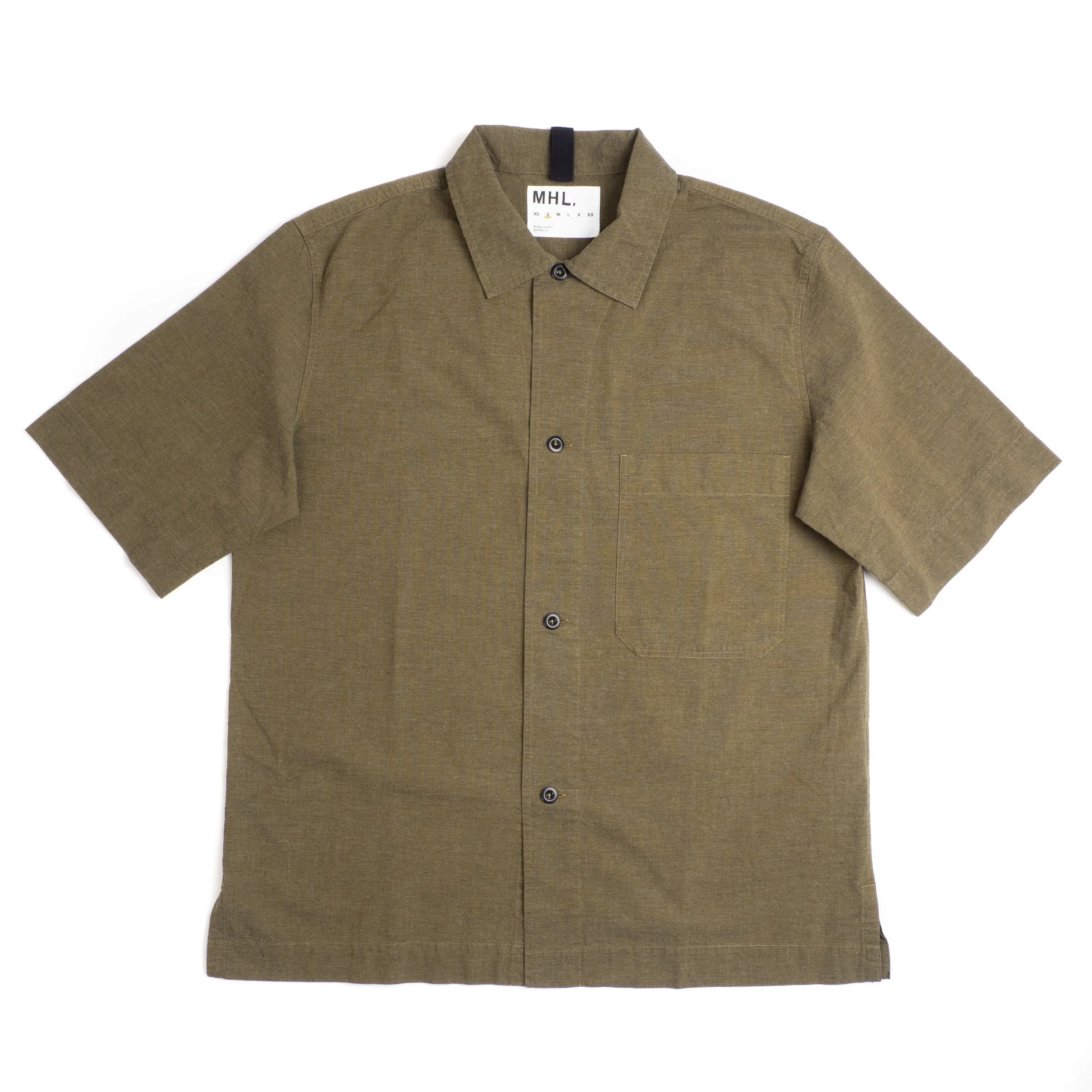 Margaret Howell MHL S/S PJ Shirt - Dry Cotton End On End - Moss