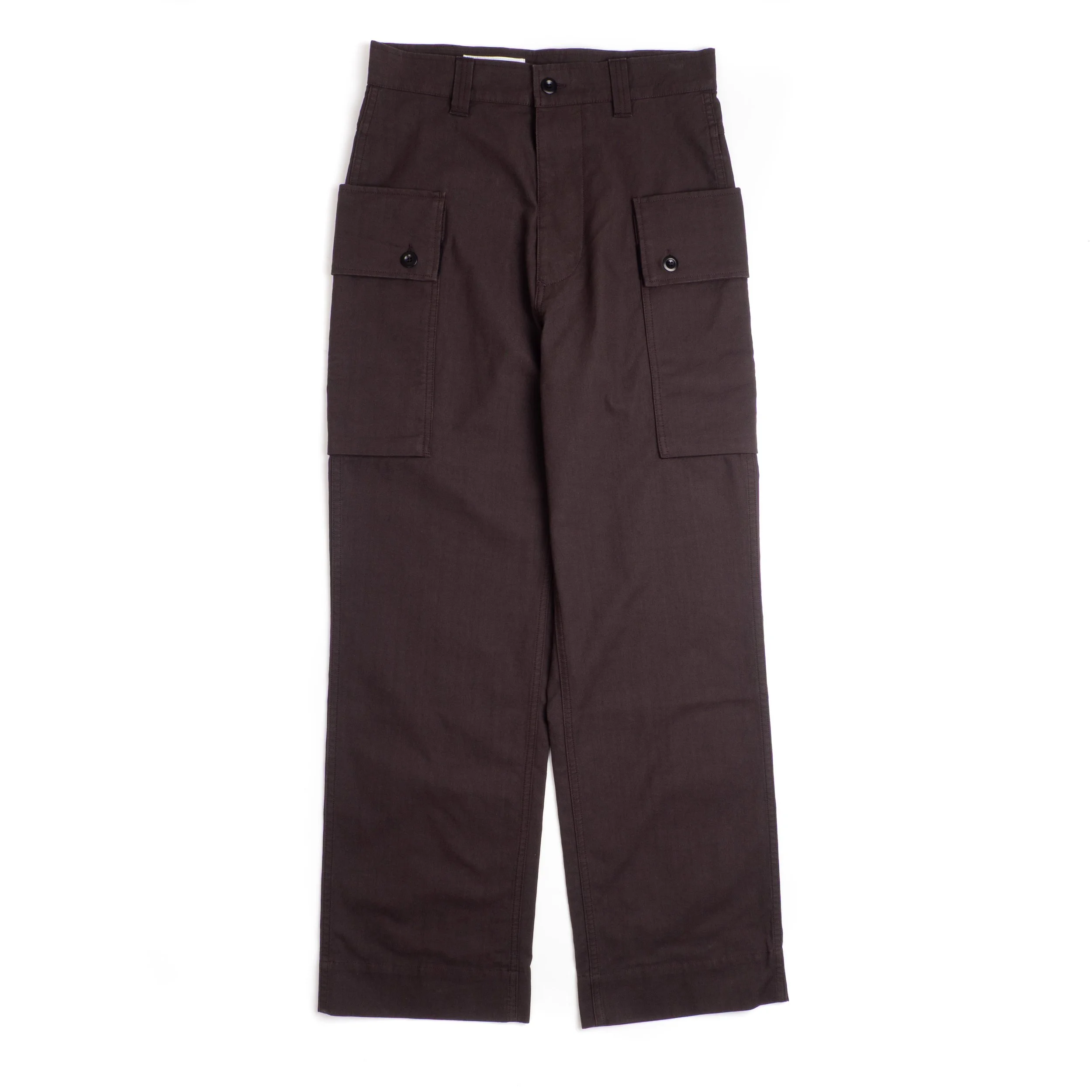 Margaret Howell MHL Cargo Pocket Trousers - Irregular Cotton Drill - Mahogany
