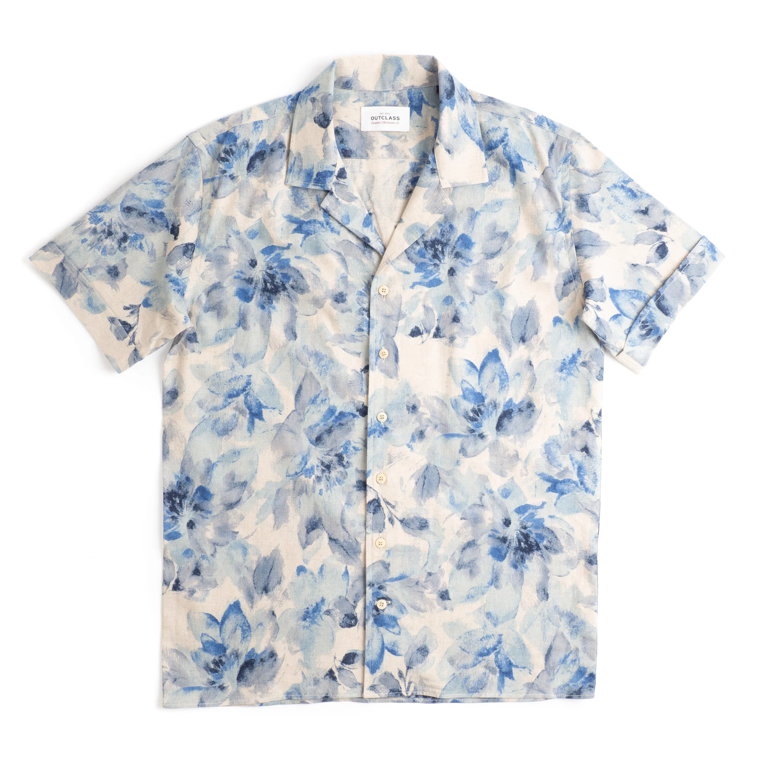 Outclass Havana Shirt - Cotton Linen - Indigo Bloom