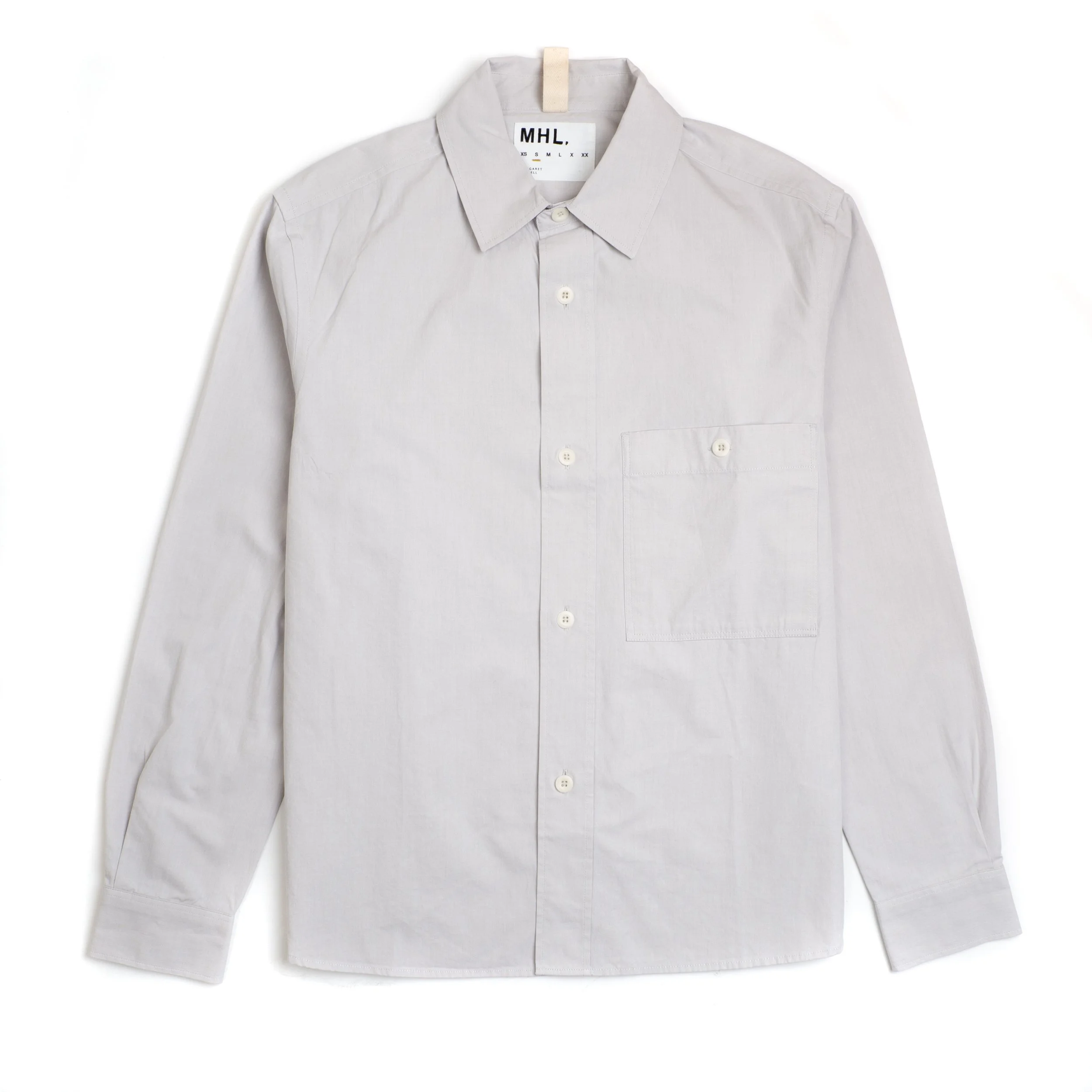 Margaret Howell MHL Overall Shirt - Plain Weave Cotton Canvas - Pebble