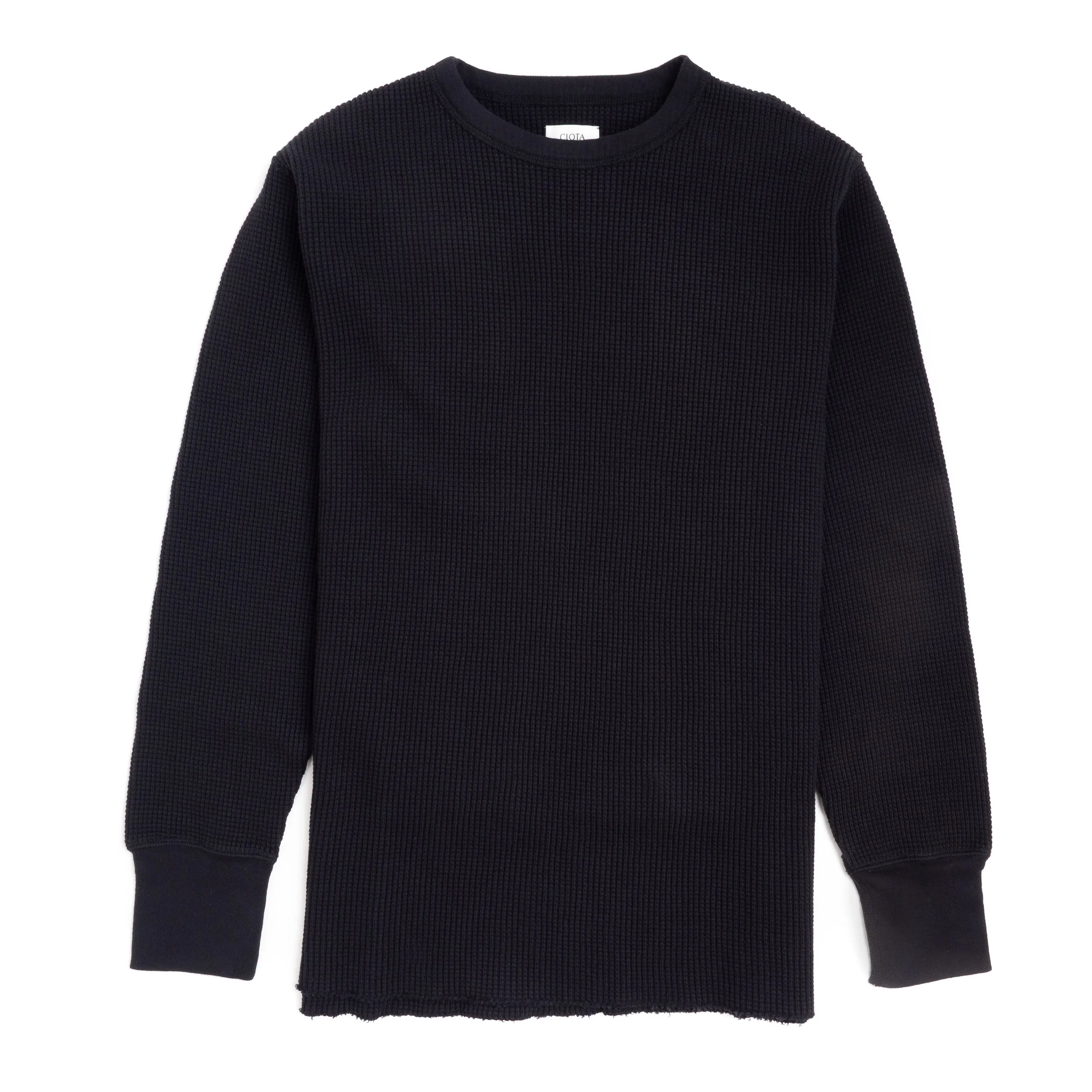 CIOTA Long Sleeve T-Shirt - Cotton Waffle Knit - Black