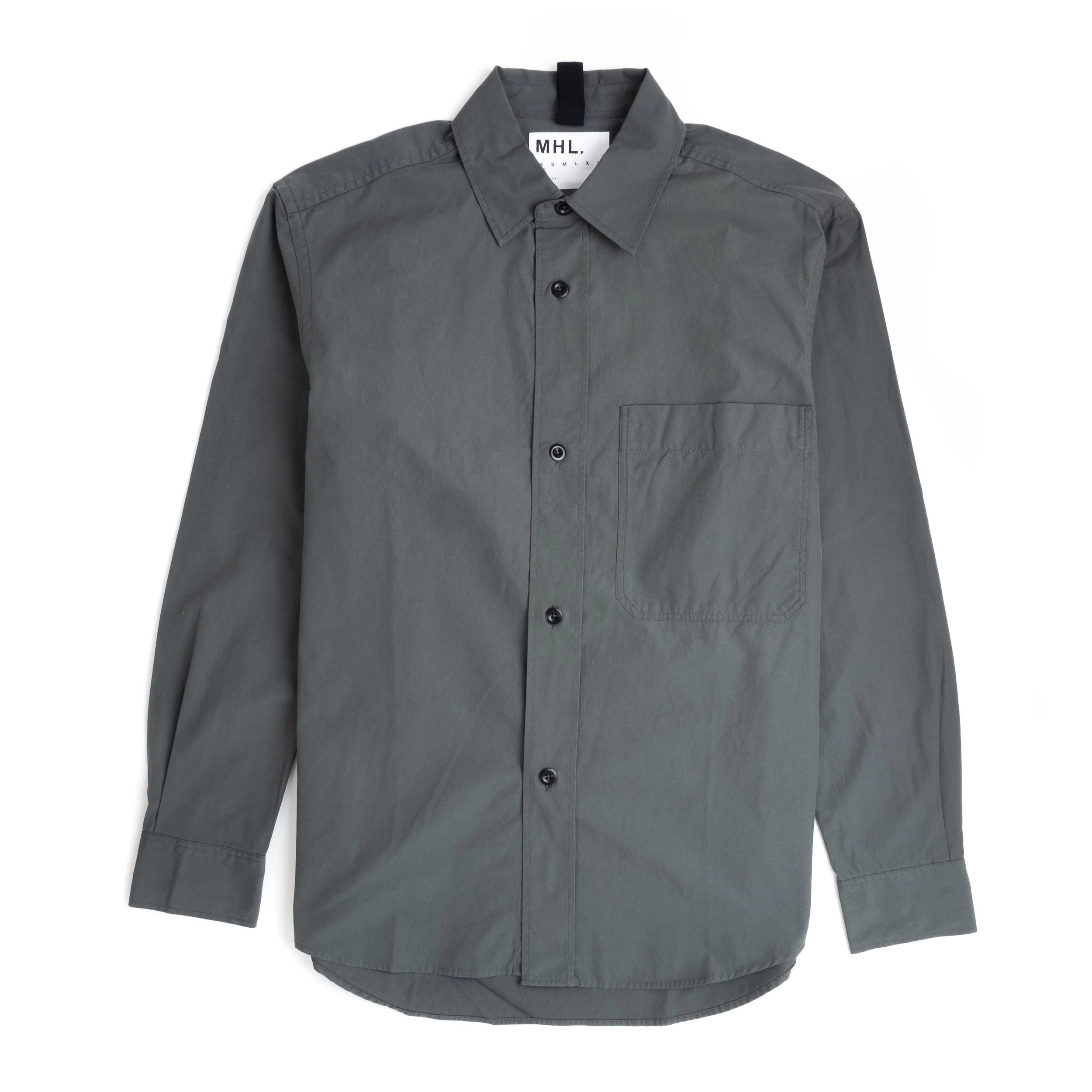 Margaret Howell MHL Basic Shirt - Sanded Cotton Poplin - Storm