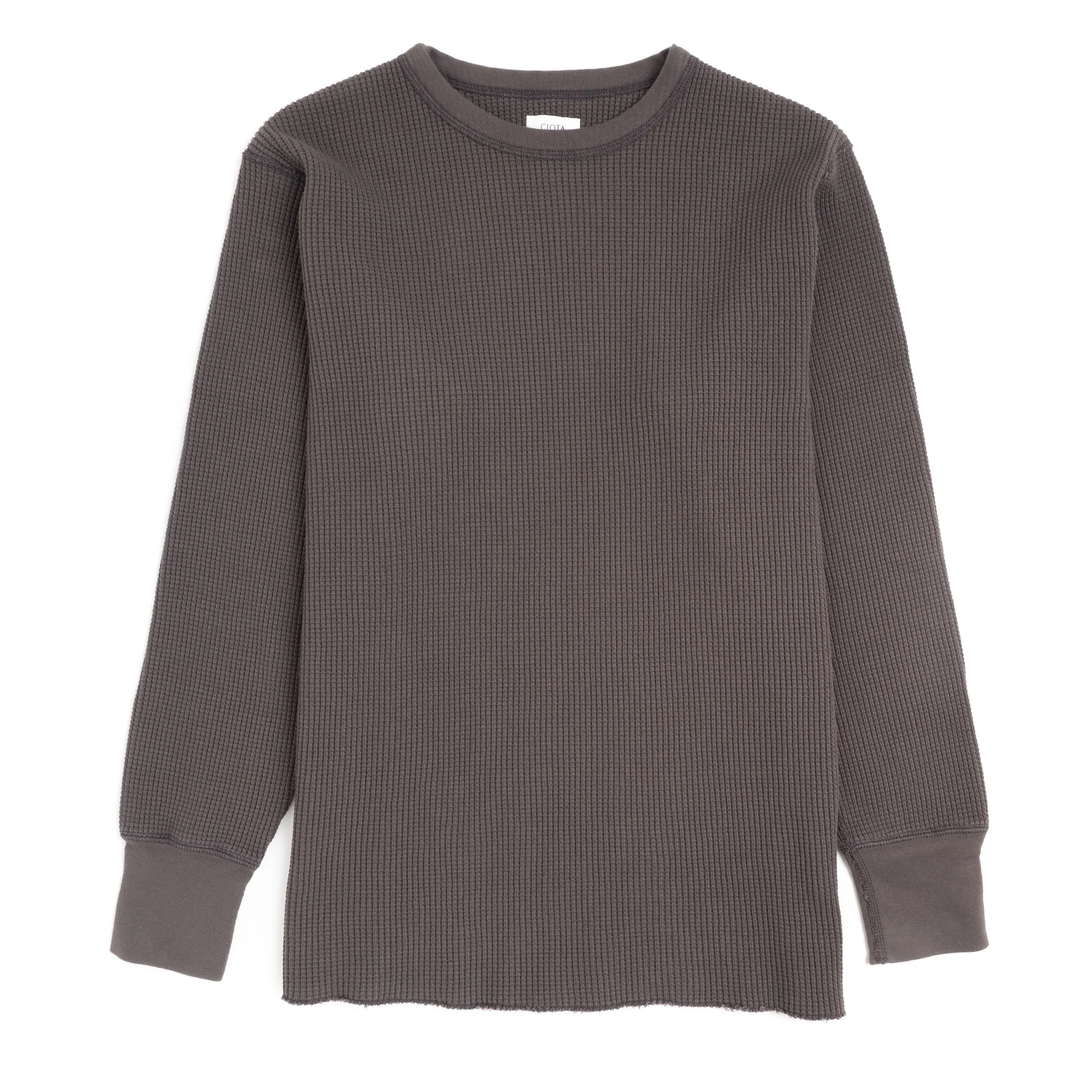 CIOTA Long Sleeve T-Shirt - Cotton Waffle Knit - Charcoal Grey