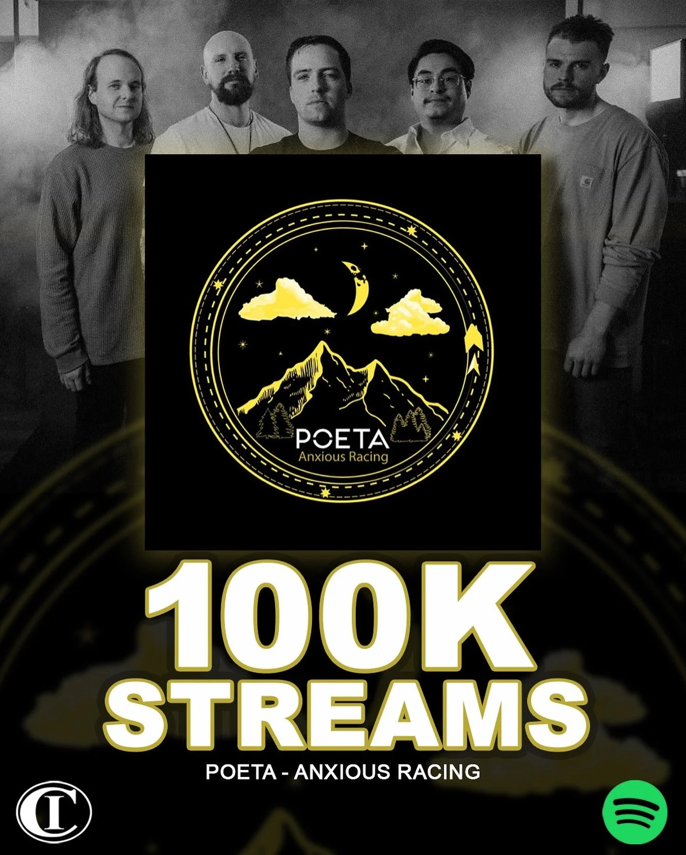 Congratulations to @poetaband for reaching 100,000 streams on Spotify for their song &lsquo;Anxious Racing&rsquo;🎉. Listen now!