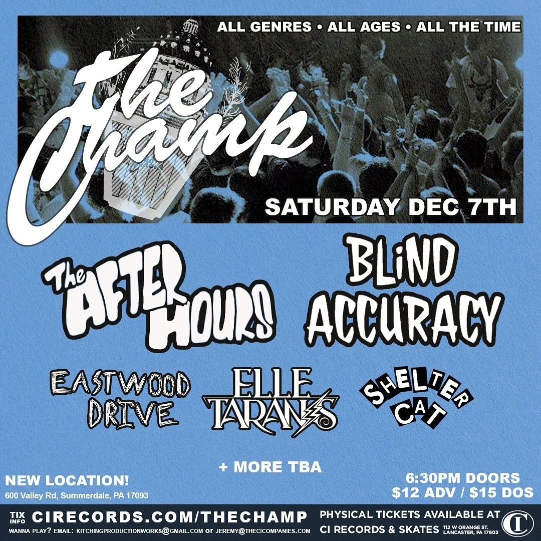 Shelter Cat is joining the Dec 7th lineup at The Champ!
Who are you coming to see? 💙🏆