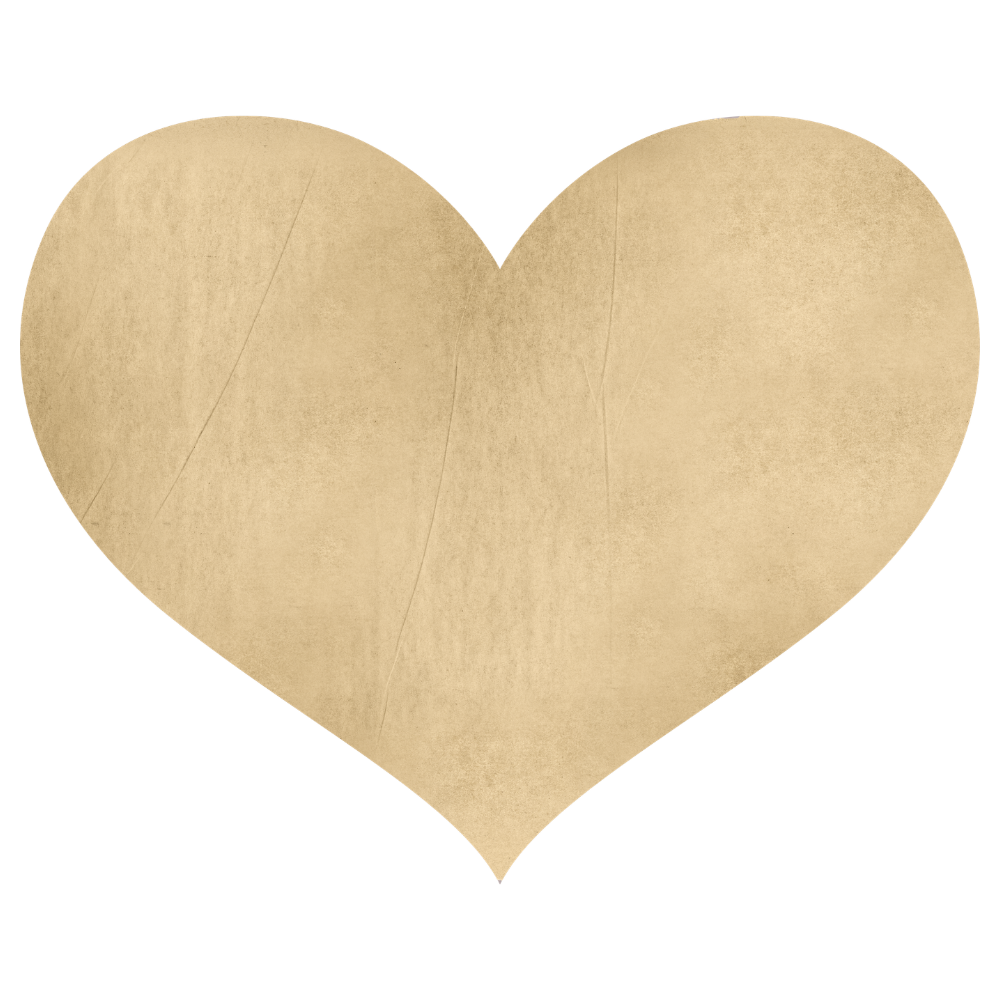 A large, light brown, paper heart.