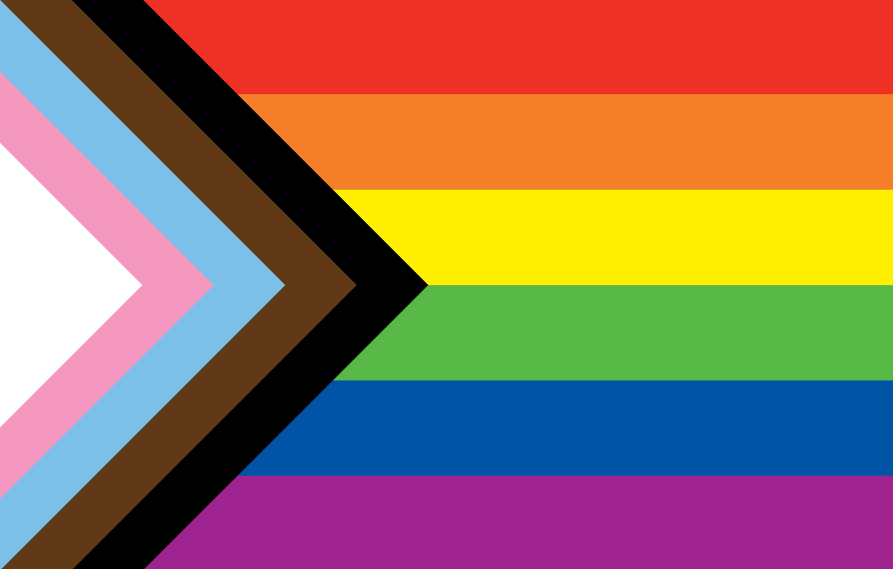 Progress Pride flag with rainbow colors