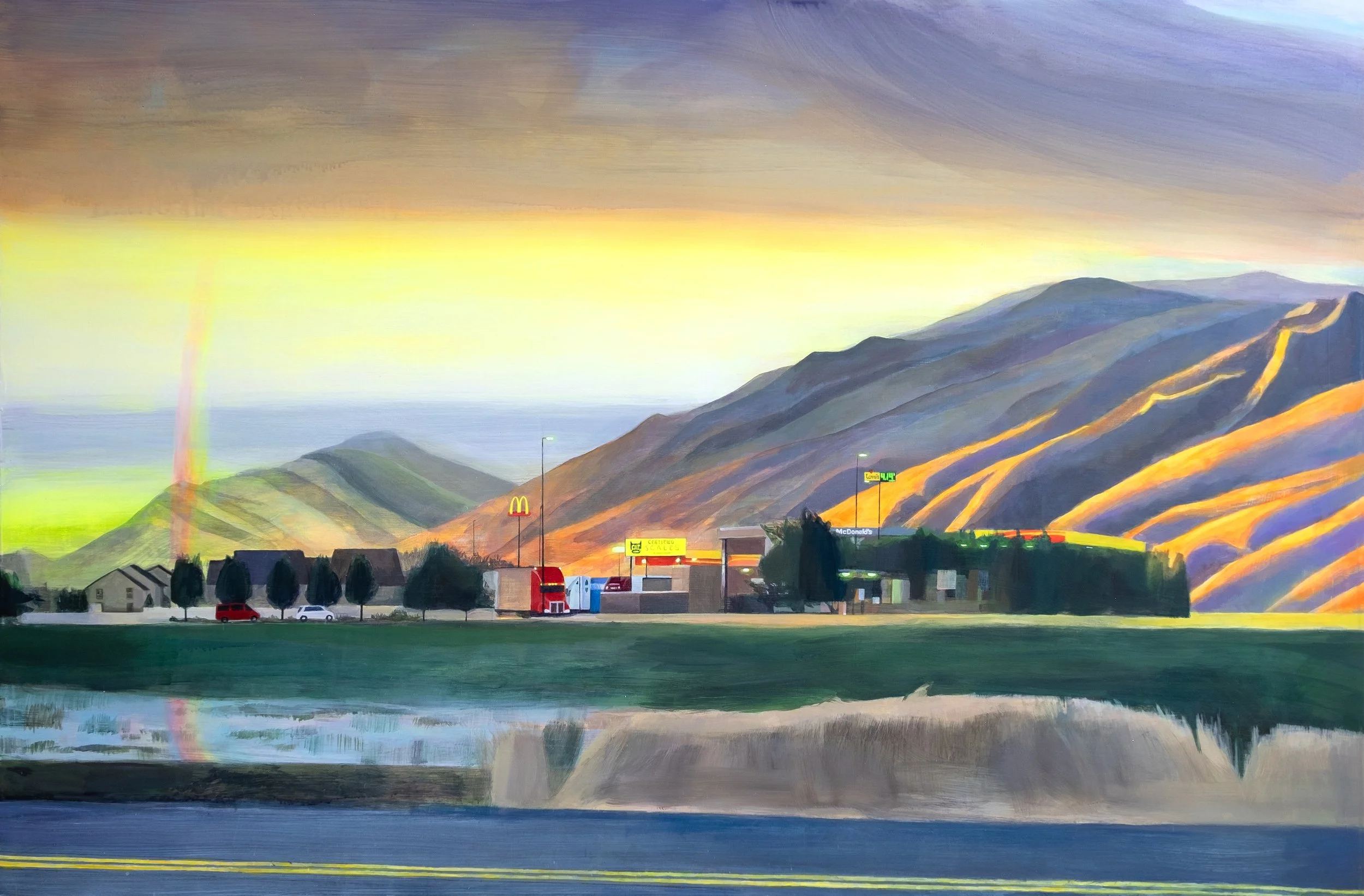 Sun Shower, 48" x 72", Acrylic on panel, 2024