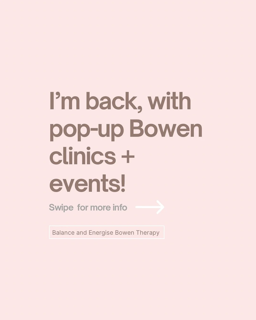 I&rsquo;m back &mdash; in a slightly different way!

While I figure out the balance and look for a new clinic space near Prospect, I&rsquo;m running pop-up Bowen clinics and Bowen &amp; Sound Healing and Bowen &amp; Breathwork events across Adelaide.