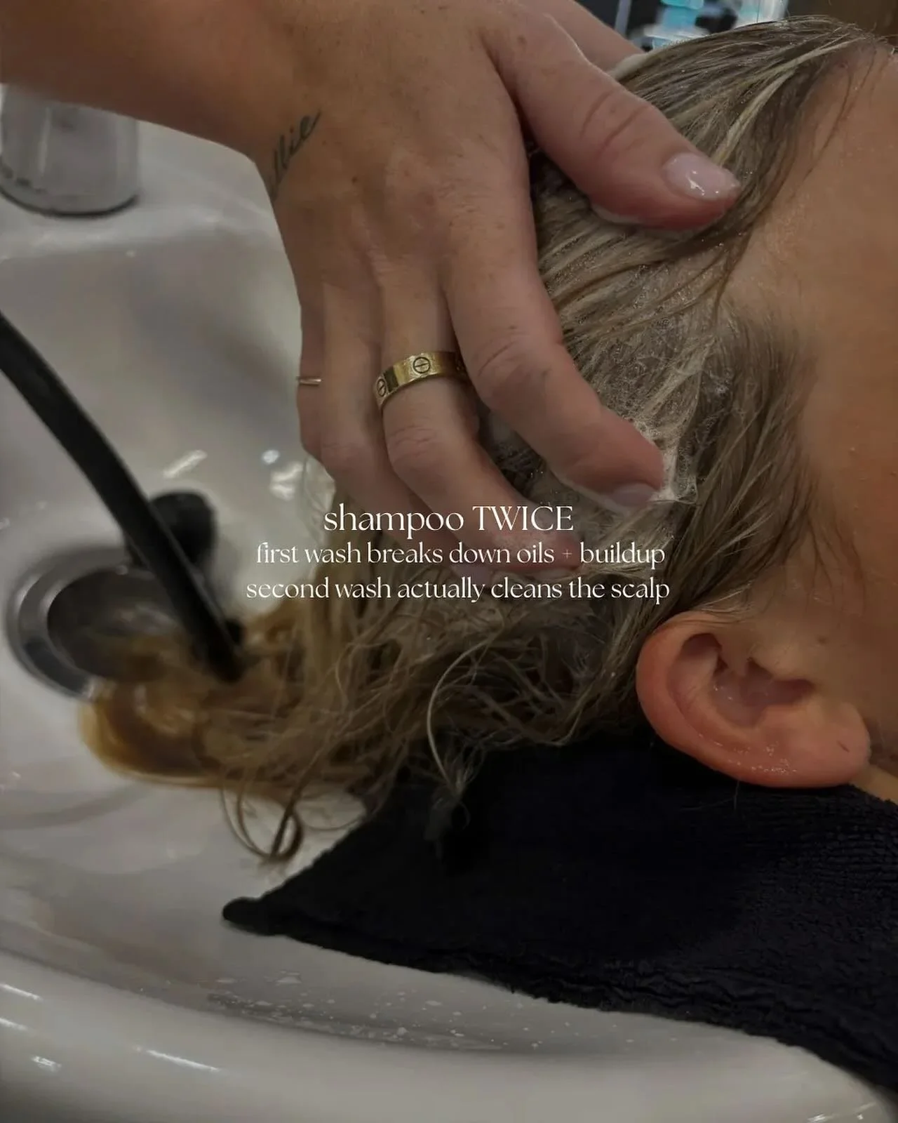 A healthy scalp is a happy scalp &nbsp;💆&zwj;♀️&nbsp;🫧🤍☺️

Shampooing your hair twice, also known as double cleansing, is a technique that provides a deeper and more thorough clean than a single wash. The first wash breaks down and removes surface