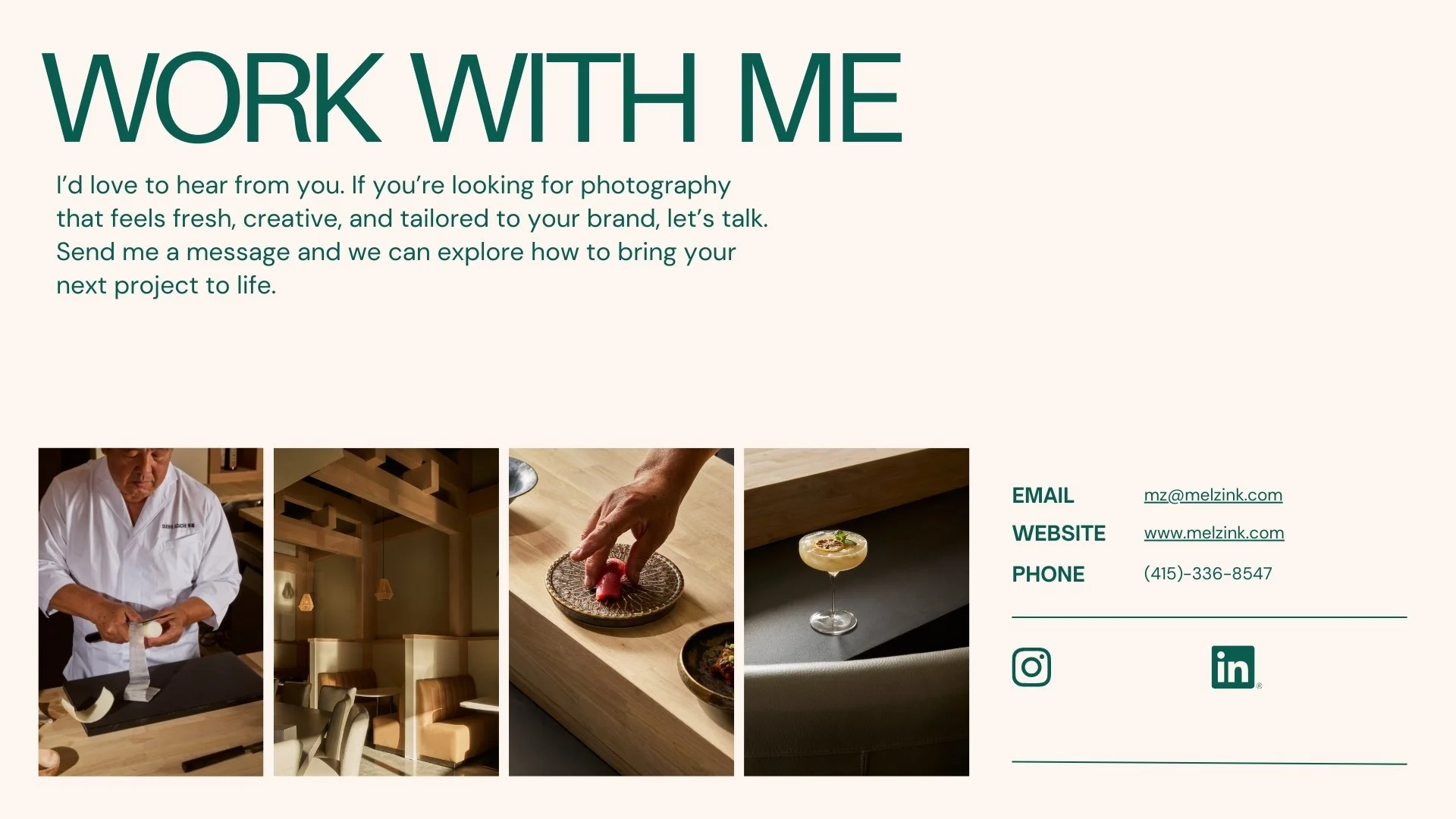 San Francisco Hospitality, Food, Beverage Photographer