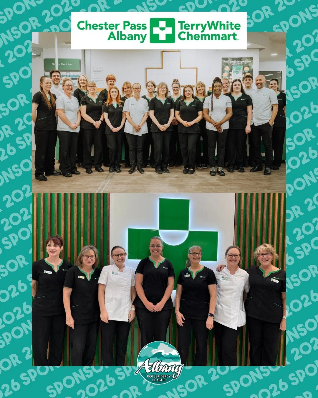 Big thanks to @terrywhitechemmartchesterpass for backing Albany Roller Derby in 2026 💥

They&rsquo;re a trusted local pharmacy team committed to delivering accessible, high-quality care for the Albany community &mdash; and we&rsquo;re so grateful fo