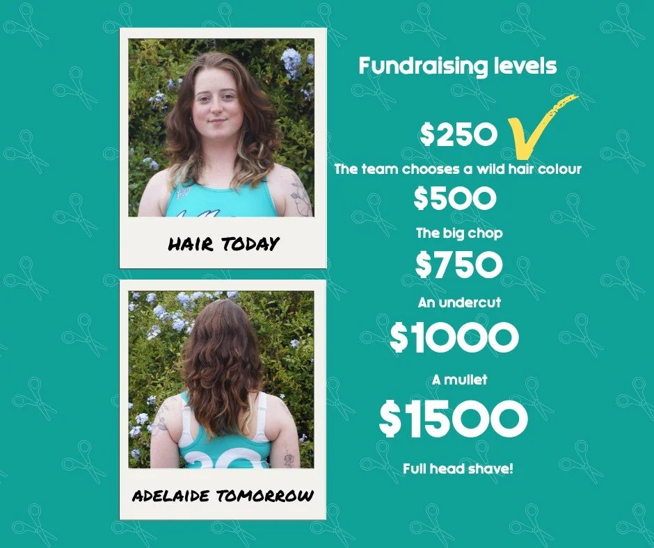 HELP OUR TEAM GET TO ADELAIDE!
We have two great ways you can support our team as they head to Adelaide to compete at The Great Southern Slam in June!

Hardkore has met their first $250 milestone for their big head shave..but get them to $1500 and th