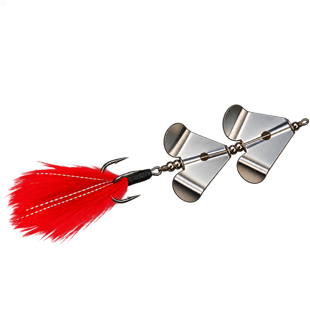 Isolated Red Feathered Fishing Lure Spinner.png