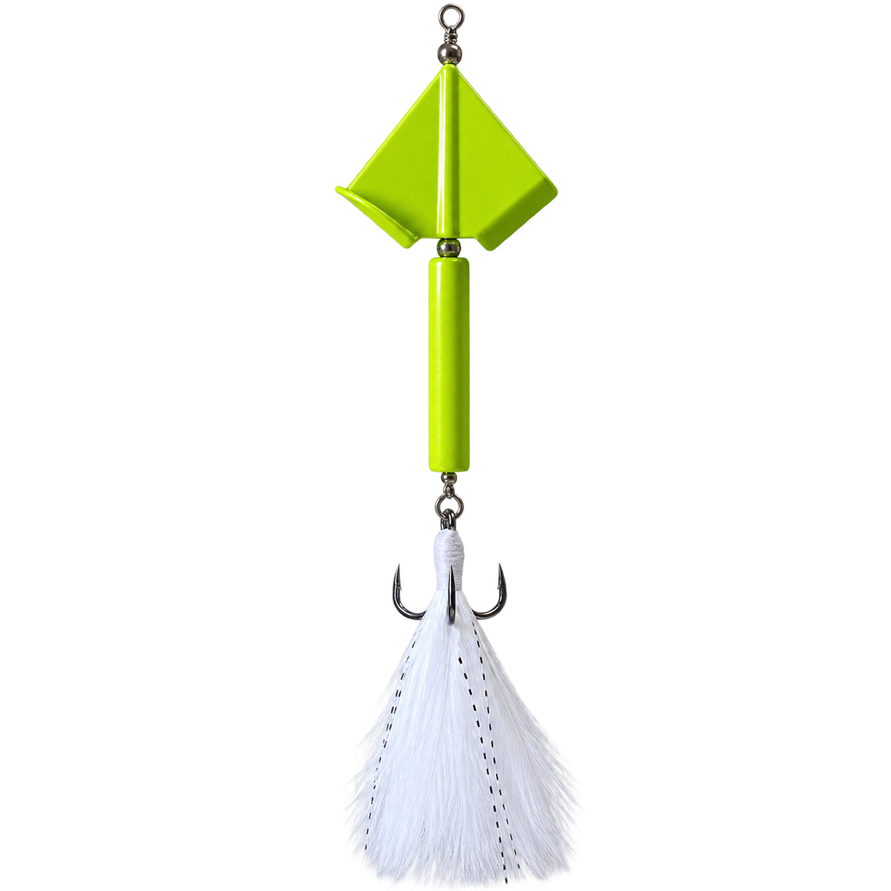 Upside-Down Chartreuse Feathered Fishing Lure.png