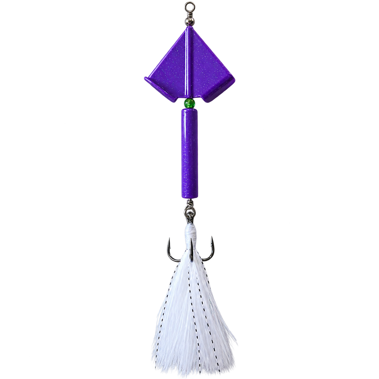 Purple Glitter Spinner Lure with Feathered Treble Hook.png