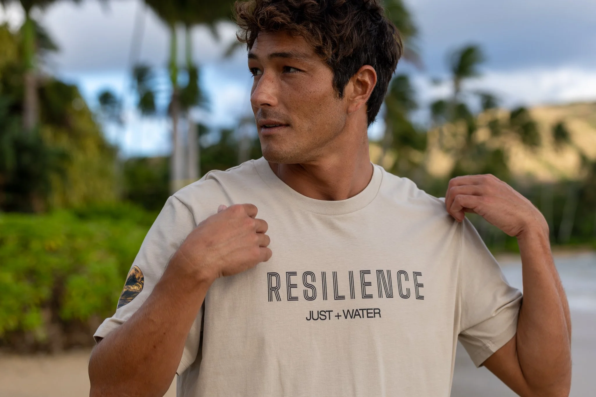 RESILIENCE JUST + WATER Unisex organic ribbed neck t-shirt