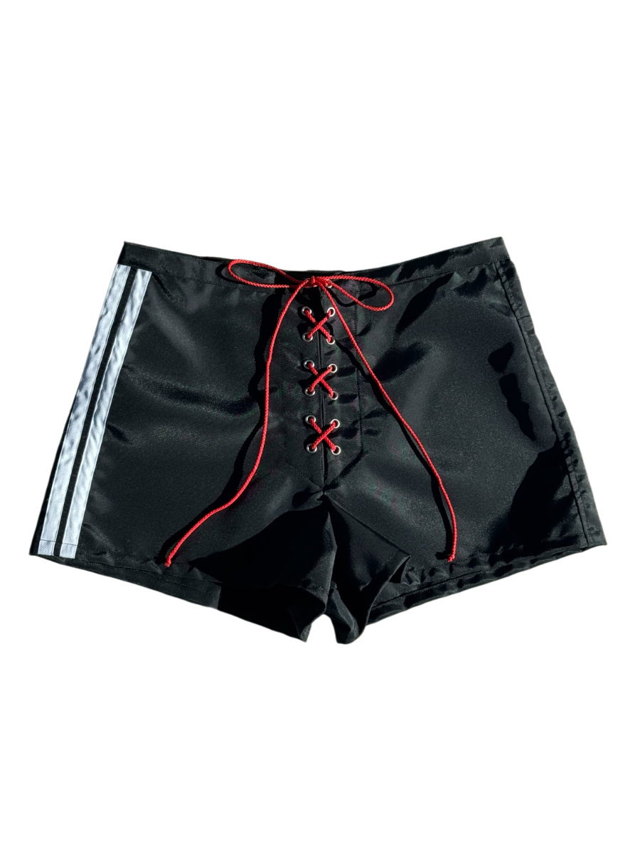 lace up shorts - black