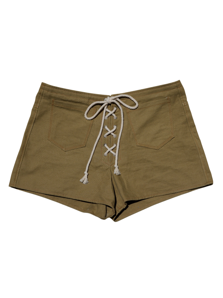 lace up shorts - khaki