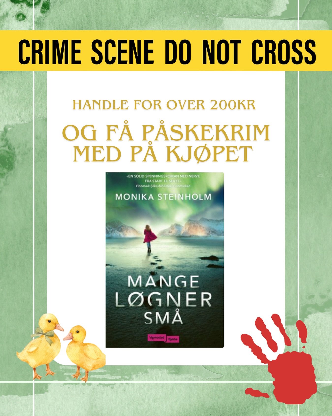 Alle som handler for over 200kr fra n&aring; og til over p&aring;ske f&aring;r med en p&aring;skekrim p&aring; kj&oslash;pet (s&aring; langt lageret rekker) 🐥🐣🔪📚