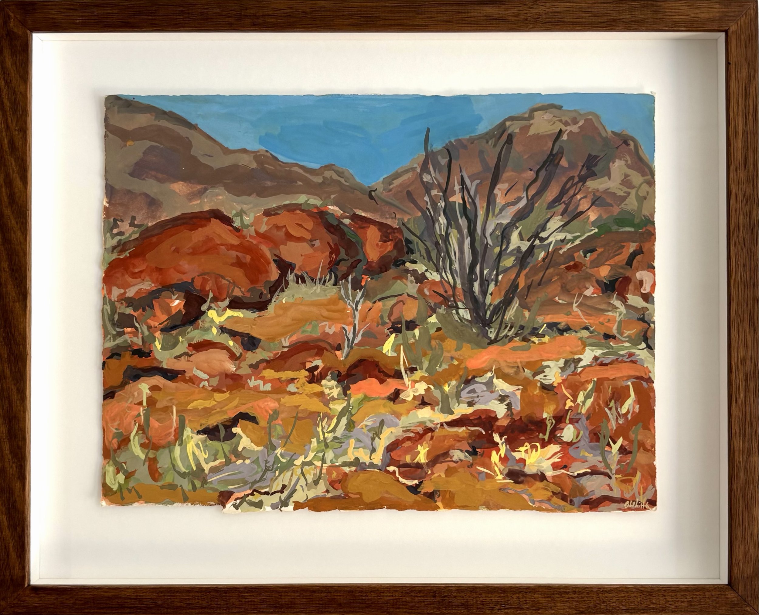 Spinifex and Stone (Anangu Pitjantjatjara Yankunytjatjara), 2024  
Gouache on paper, 41 × 51 cm  
$850