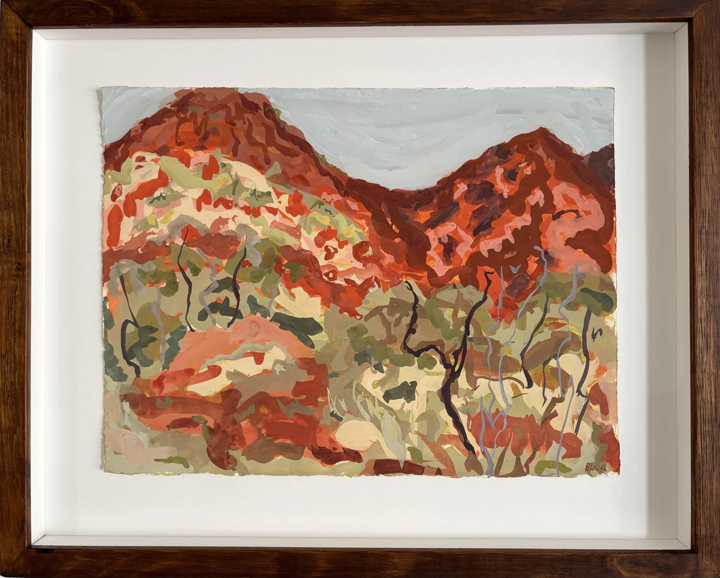 Golden Hour (Anangu Pitjantjatjara Yankunytjatjara), 2024  
Gouache on paper, 41 × 51 cm  
$850