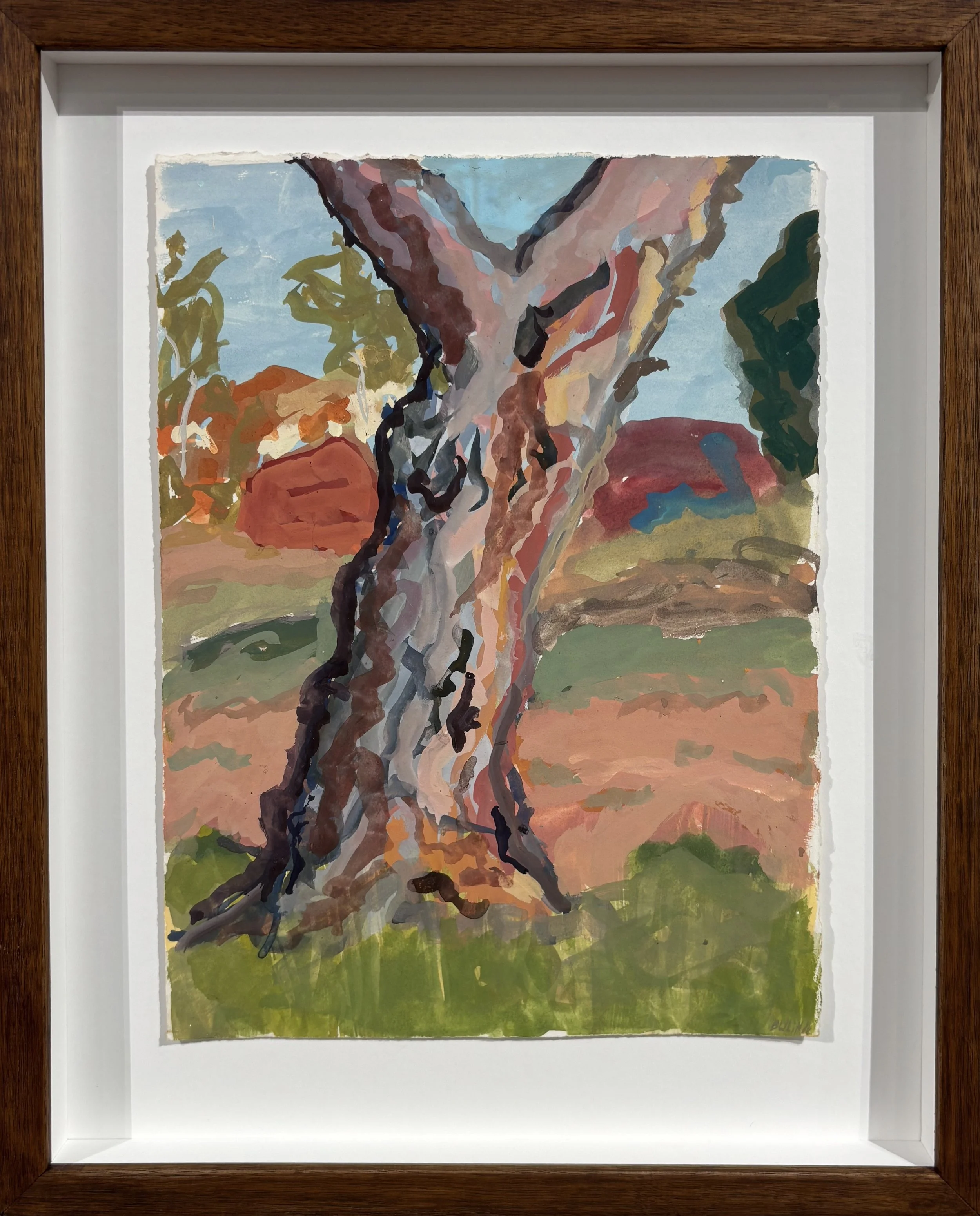 Last Day in Pukatja (Anangu Pitjantjatjara Yankunytjatjara), 2024  
Gouache on paper, 51 × 41 cm  
$850