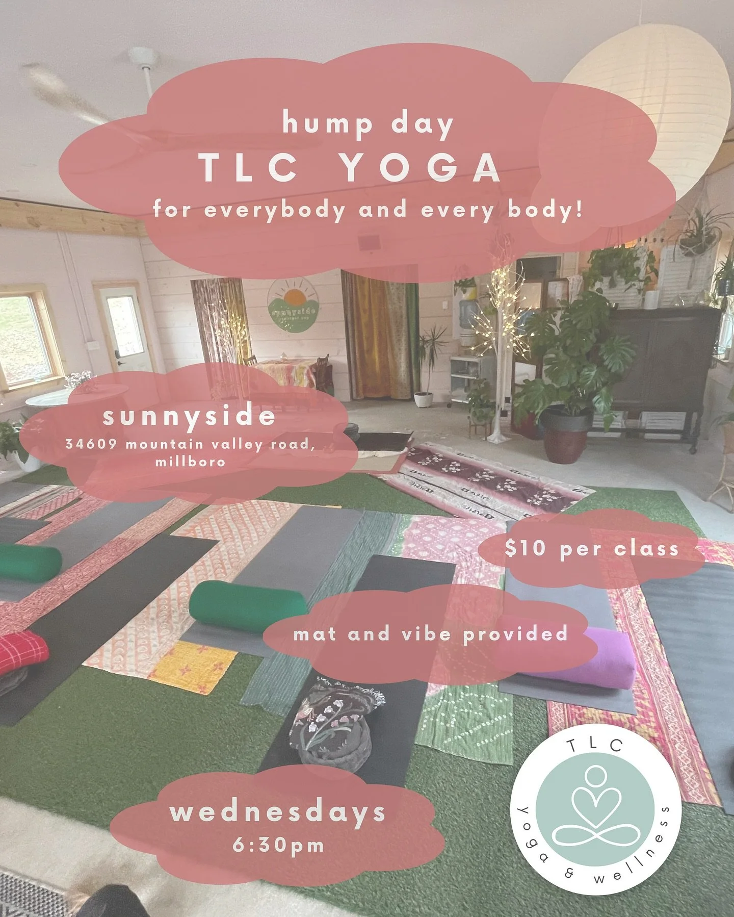 slide into the weeks end feeling amazing with a tender loving self care class tonight, at sunnyside. 6:30. 
mat and healing vibes of 432hz will be ready for you&hellip; come let me rock your vibe. 🥣
❤️
aimee

#tlc #bodymindheart #sunnyside #tlcyoga 