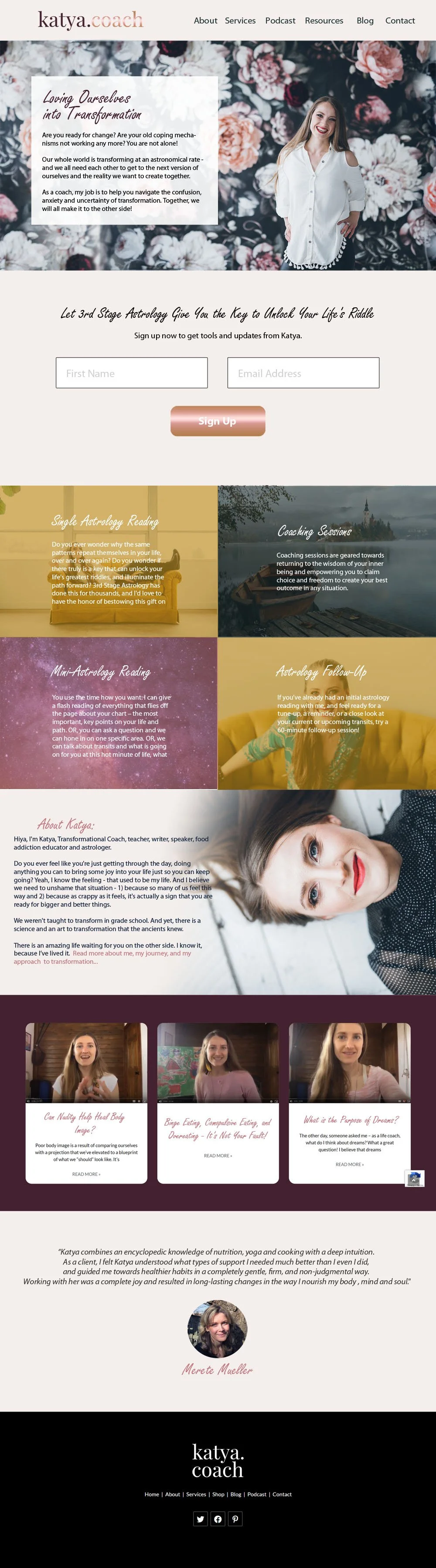 Wireframe for Coach Katya