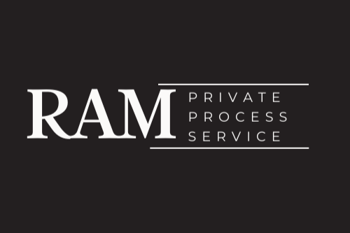 Black and white logo for RAM Private Process Service, reliable San Antonio process server in Bexar County.