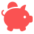 Een eenvoudige illustratie van een roze varken met kleine oren en een rond lichaam.