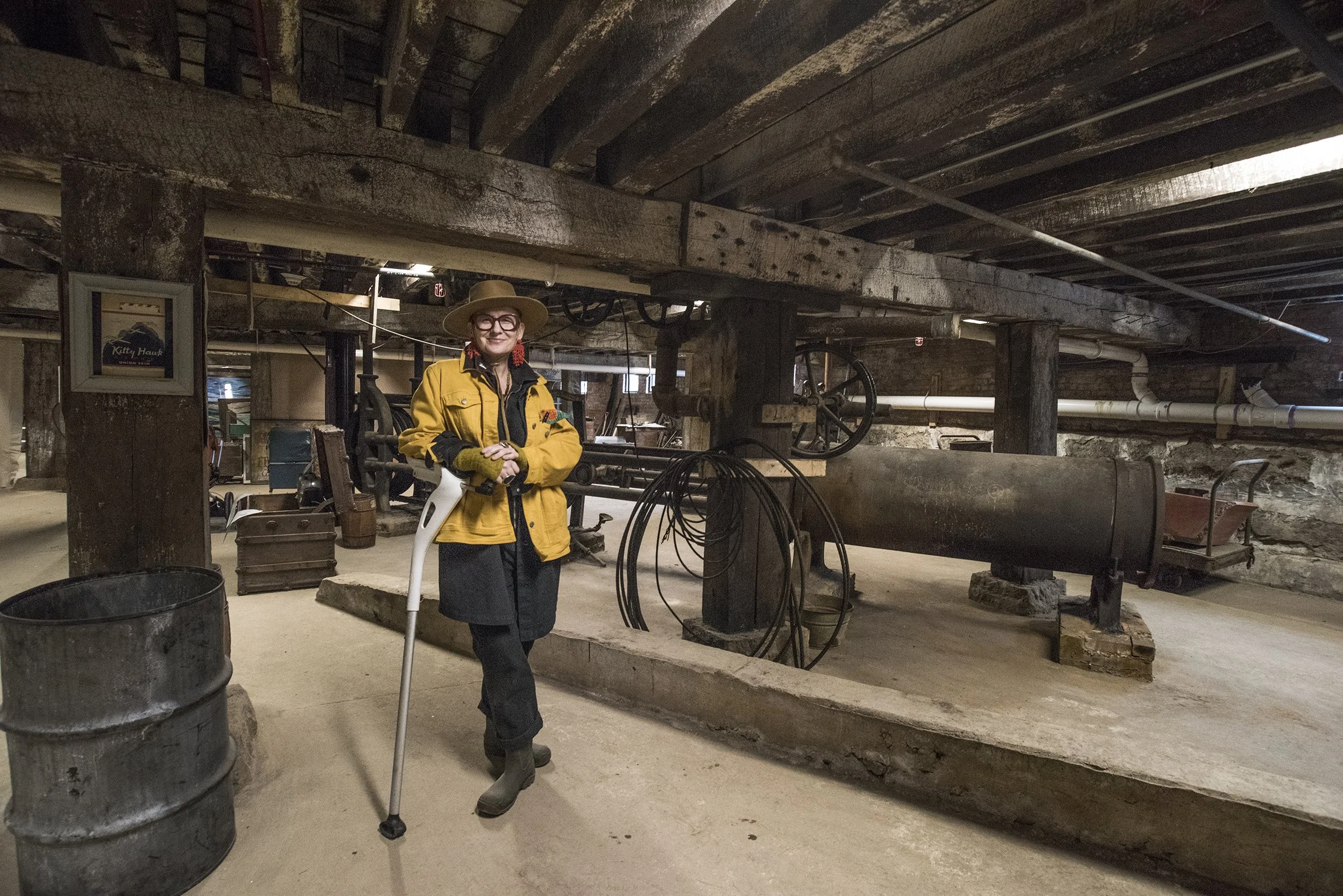 AmeriCorps Service Member for The Golden Rule Museum curation, Robyn Brezinski brings history to life for passengers and others when they stop down to visit her in the basement museum.