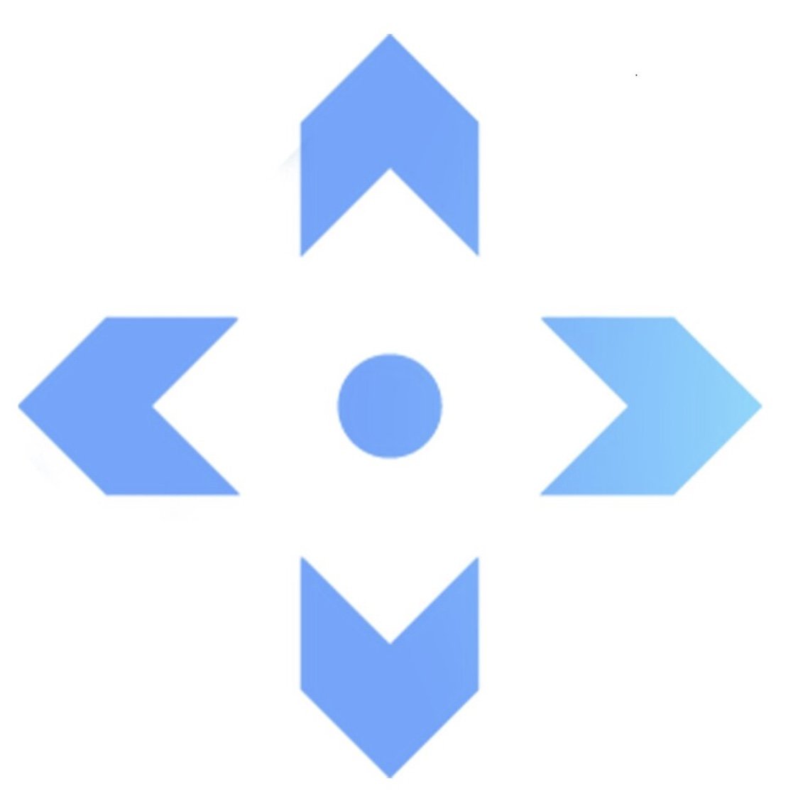 The Stemsys logo, a FetTech company that uses MTP technology (aka Multi-Tissue Platform). A blue geometric symbol featuring a circle at the center with four arrow shapes pointing outward in a cross formation.