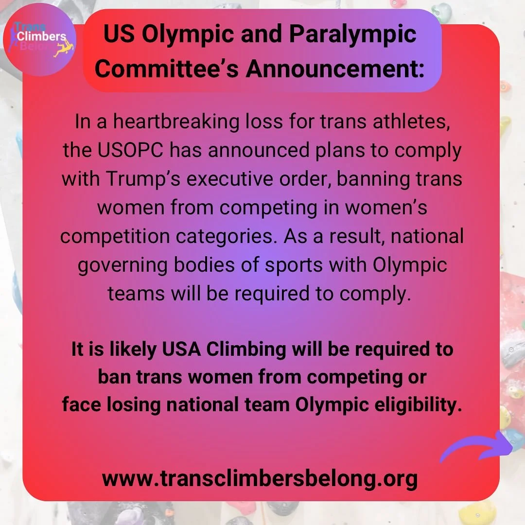 There are simply not enough words to express how utterly heartbroken we are about the US Olympic and Paralympic Committee’s decision to comply with Trump’s executive order, banning trans women from competing in women’s competition c
