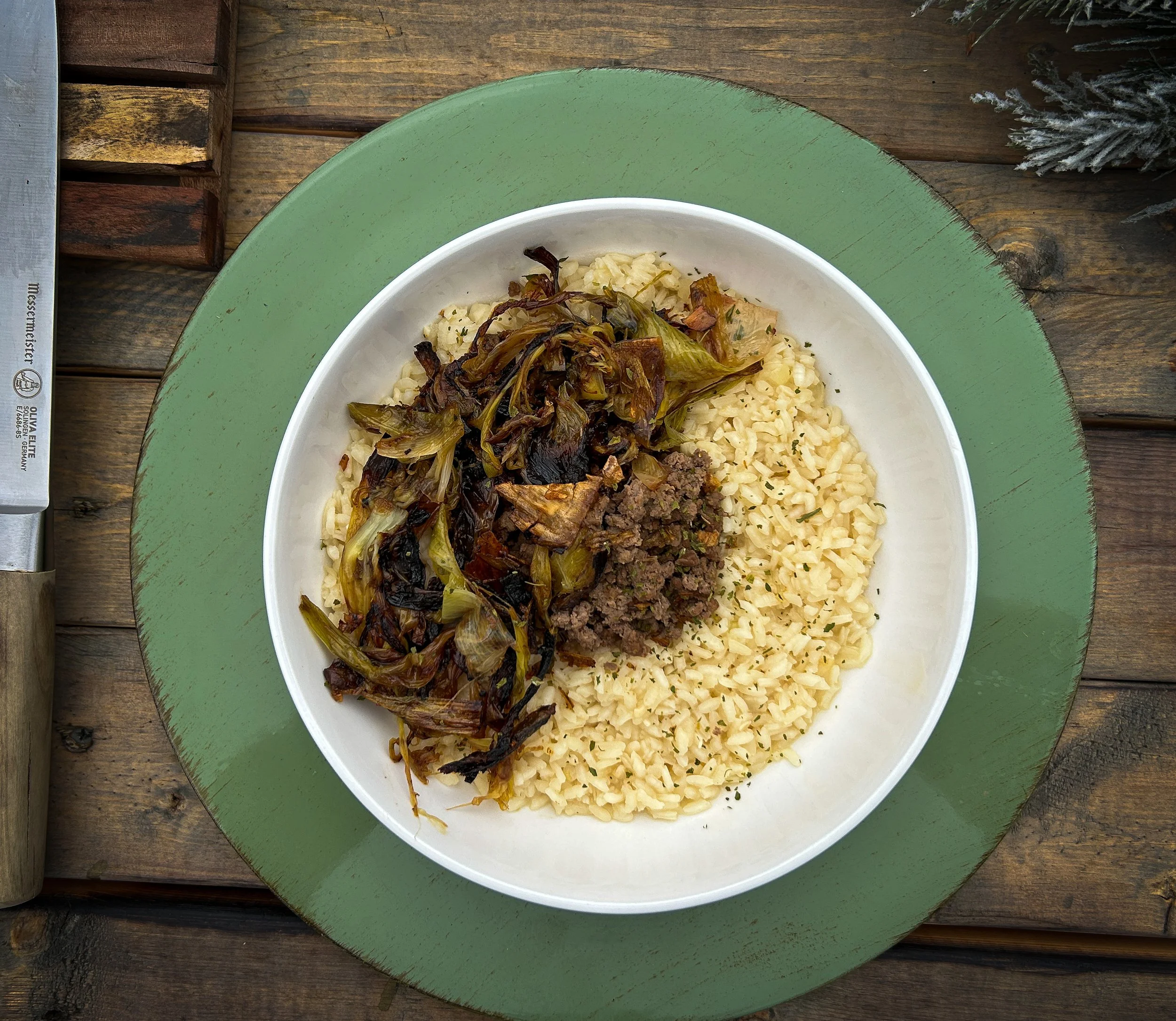Venison Sausage & Charred Leek Risotto — Ranch & Rifle