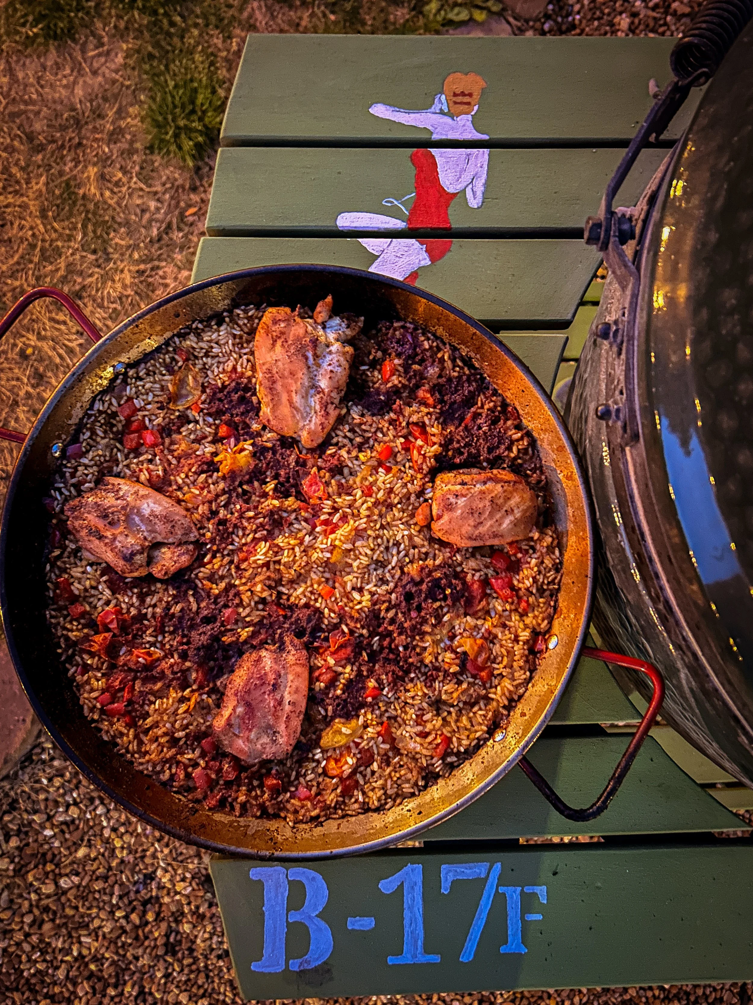 Big Green Egg Paella Spanish Rice Grilled Charcoal Chicken Saffron.JPG