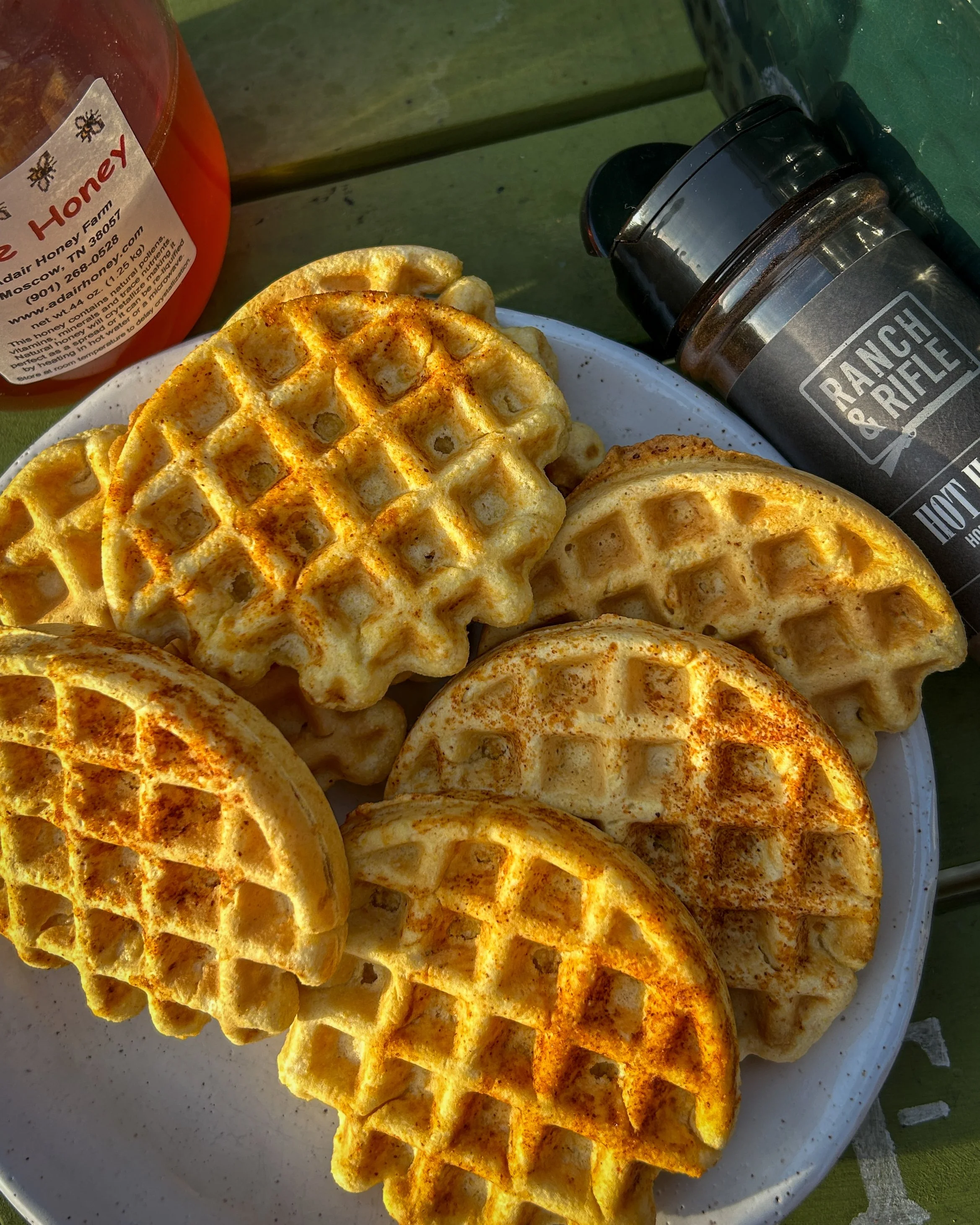 Hot Honey, Cornbread Waffles