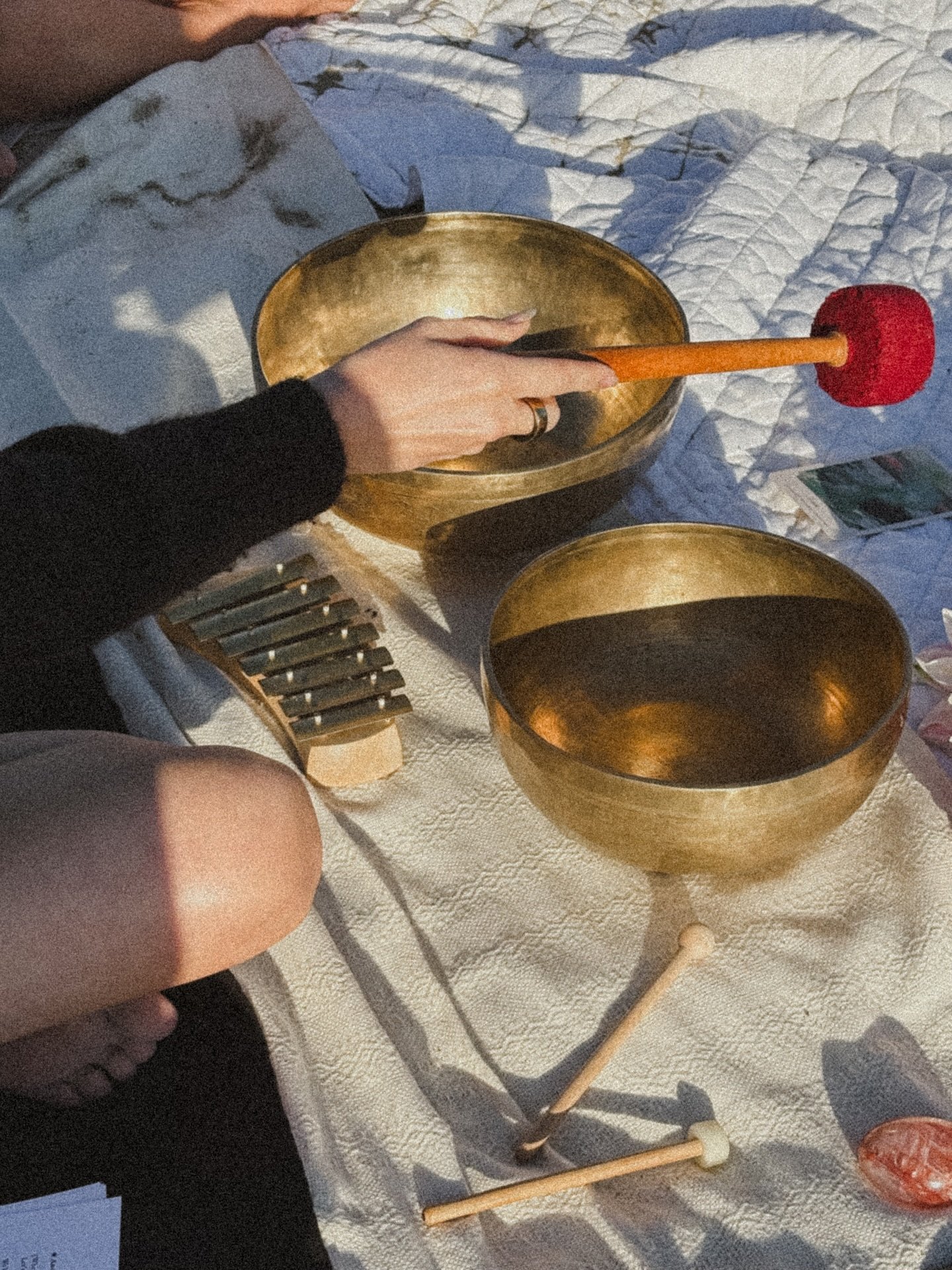 A ceremony shaped by sunlight, sound, nourishment, and the beauty of women gathering with purpose.
We opened with bowls and breath, moved through blessing and touch, shared food as communion, and gathered at the altar &mdash; a reminder of how held w