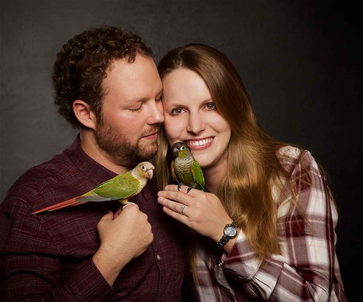 couples photo session with pet birds in Colorado (Copy) (Copy)