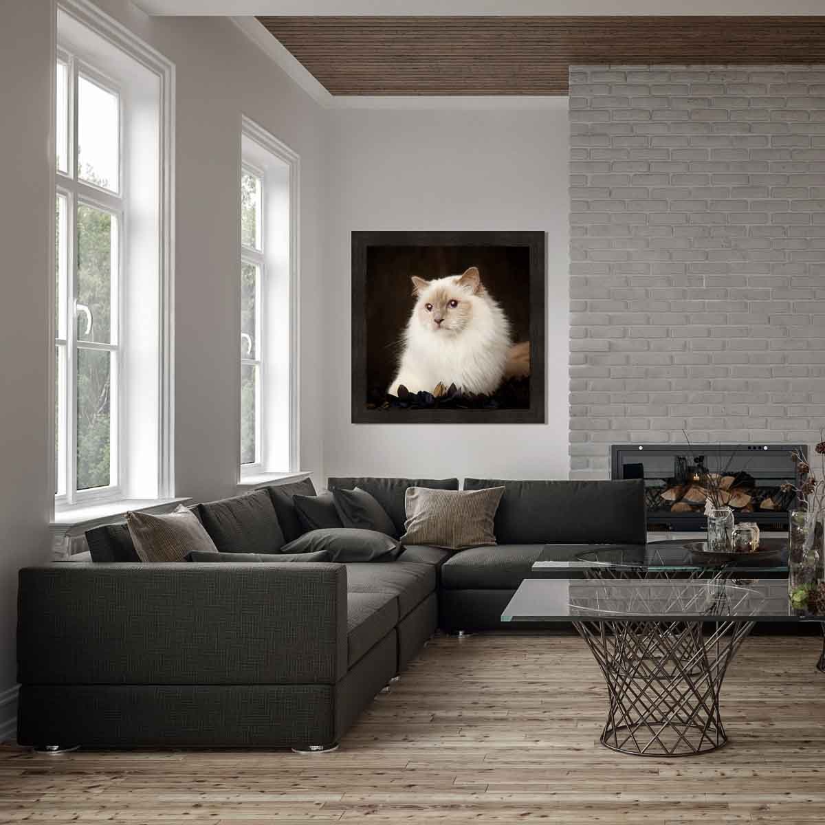 Luxurious wall art display of cat portrait 