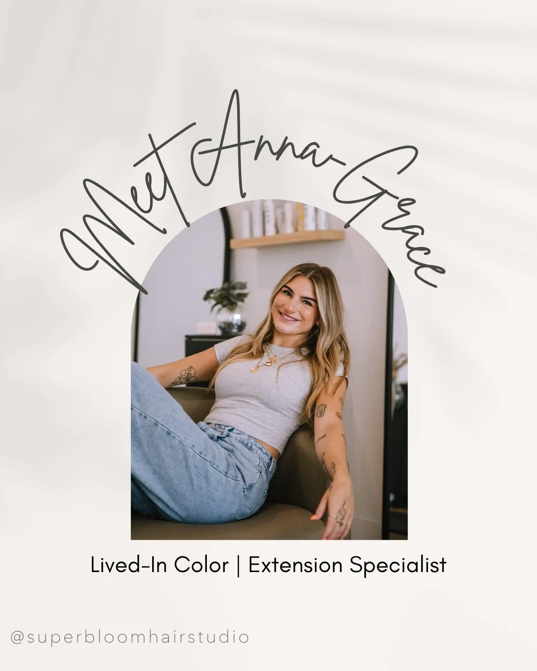 Help us welcome @goodhairbyag to the team 🌸

Anna-Grace specializes in lived-in color, blondes, and extensions! She has been licensed for about 7 years, and relocated to Charlotte last year! 

She loves hanging with her girlfriends, her cats, watchi