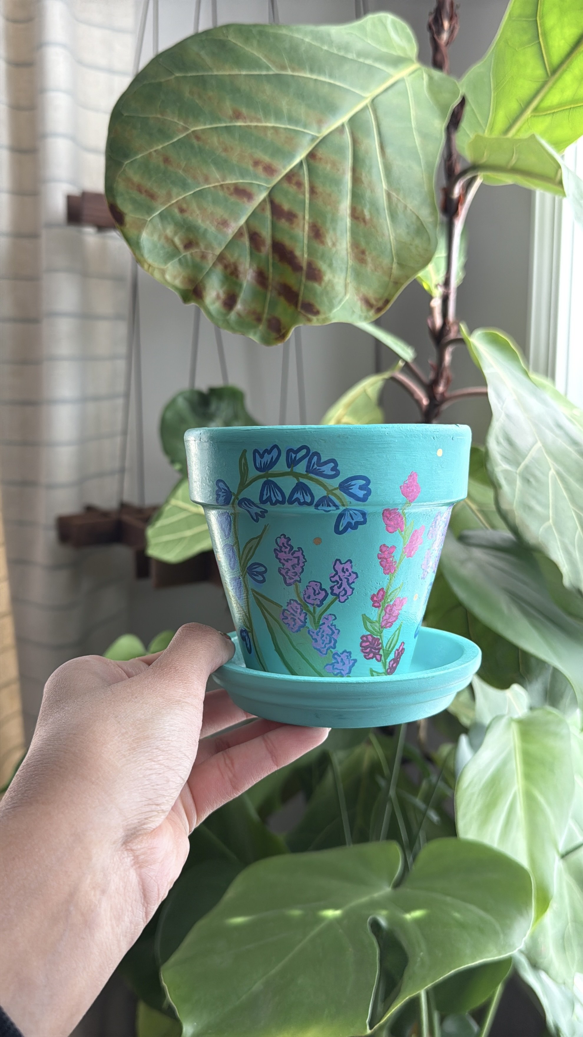 Wildflowers Painted Pot