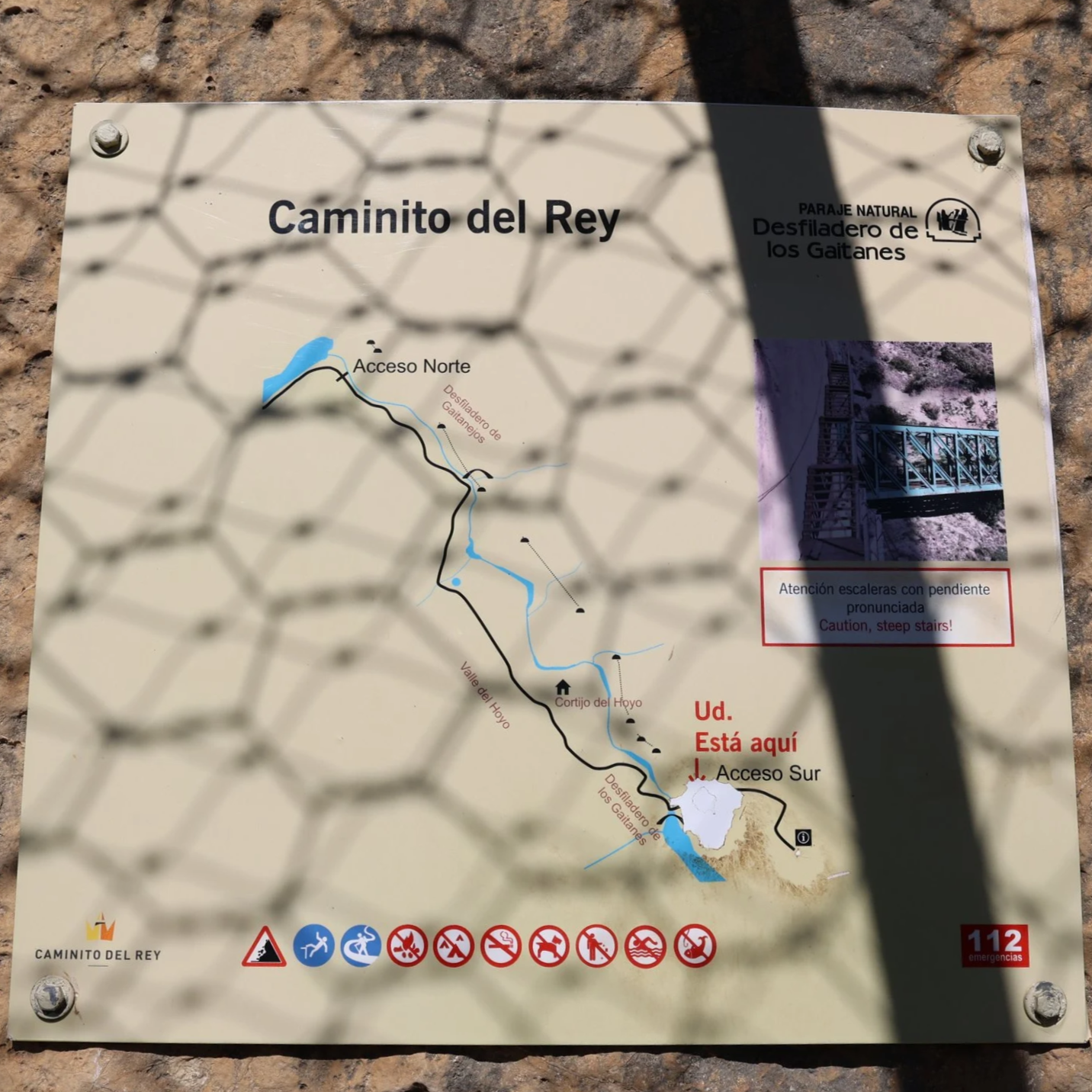 Hiking Caminito del Rey Spain linear hike map north south