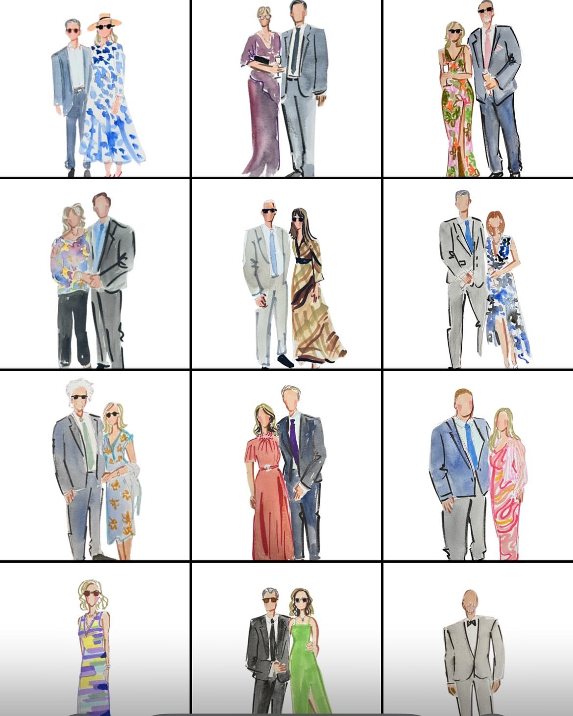 D &amp; B brought the fashion and the fun!✨🎨 I had the best time painting these stylish, joyful guests in Lake Tahoe last weekend&mdash;this crowd really knew how to party! #LiveWeddingPainting #GuestPortraits