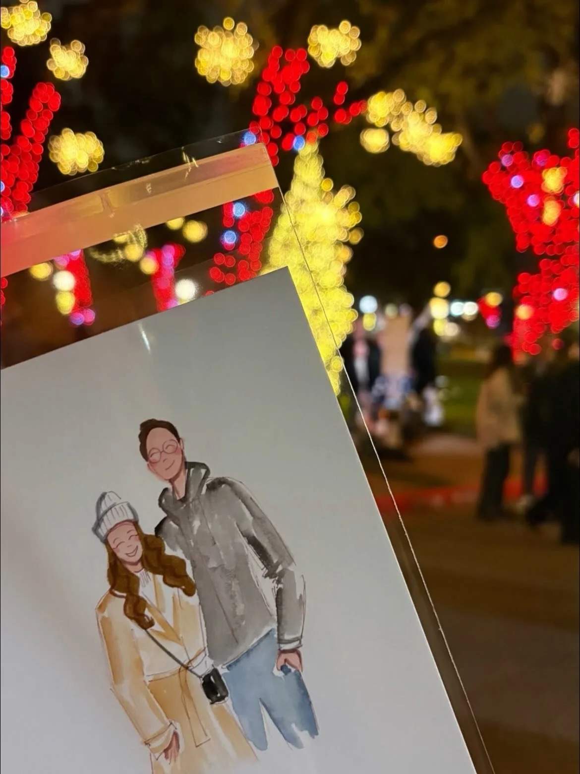 ✨❄️ A chilly night made warm with watercolor portraits, twinkling lights, and the most wonderful holiday crowd at the @ddesigndistrict Tree Lighting